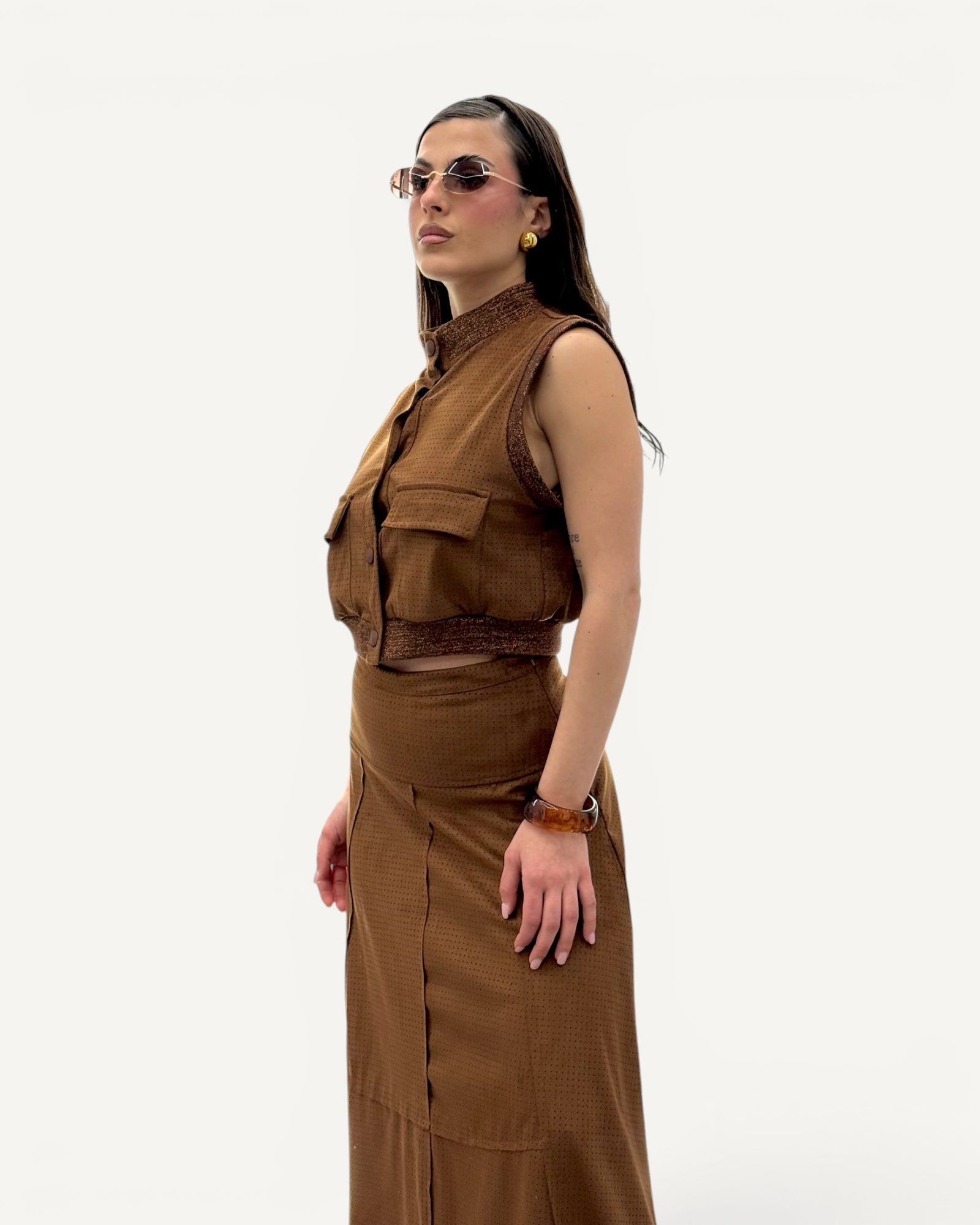 KikiSix - Gilet Camoscio e Lurex
