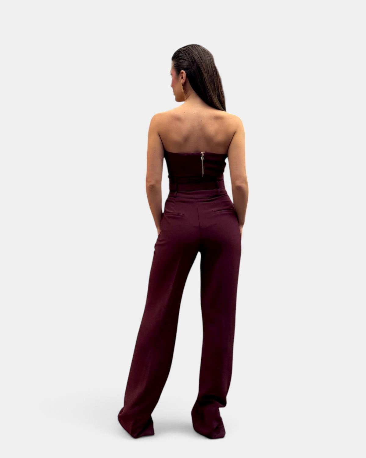 Dramée - Pantalone Crepe Elasticizzato Bordeaux