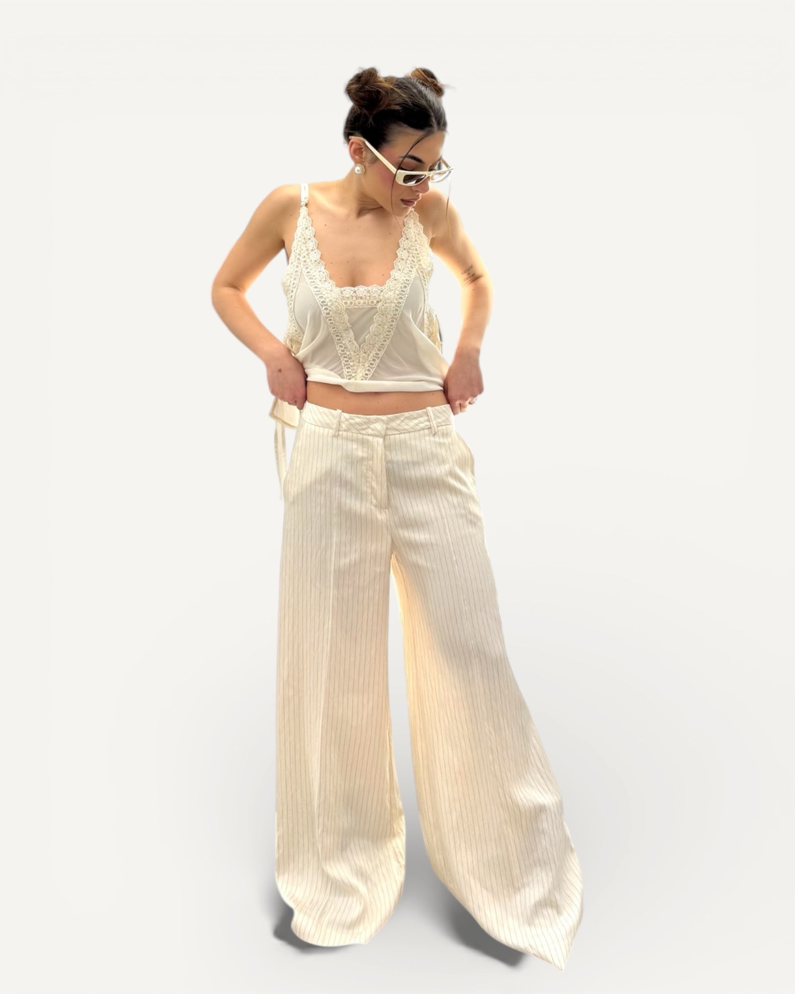 Kontatto - Pantalone Vita Bassa Gessato