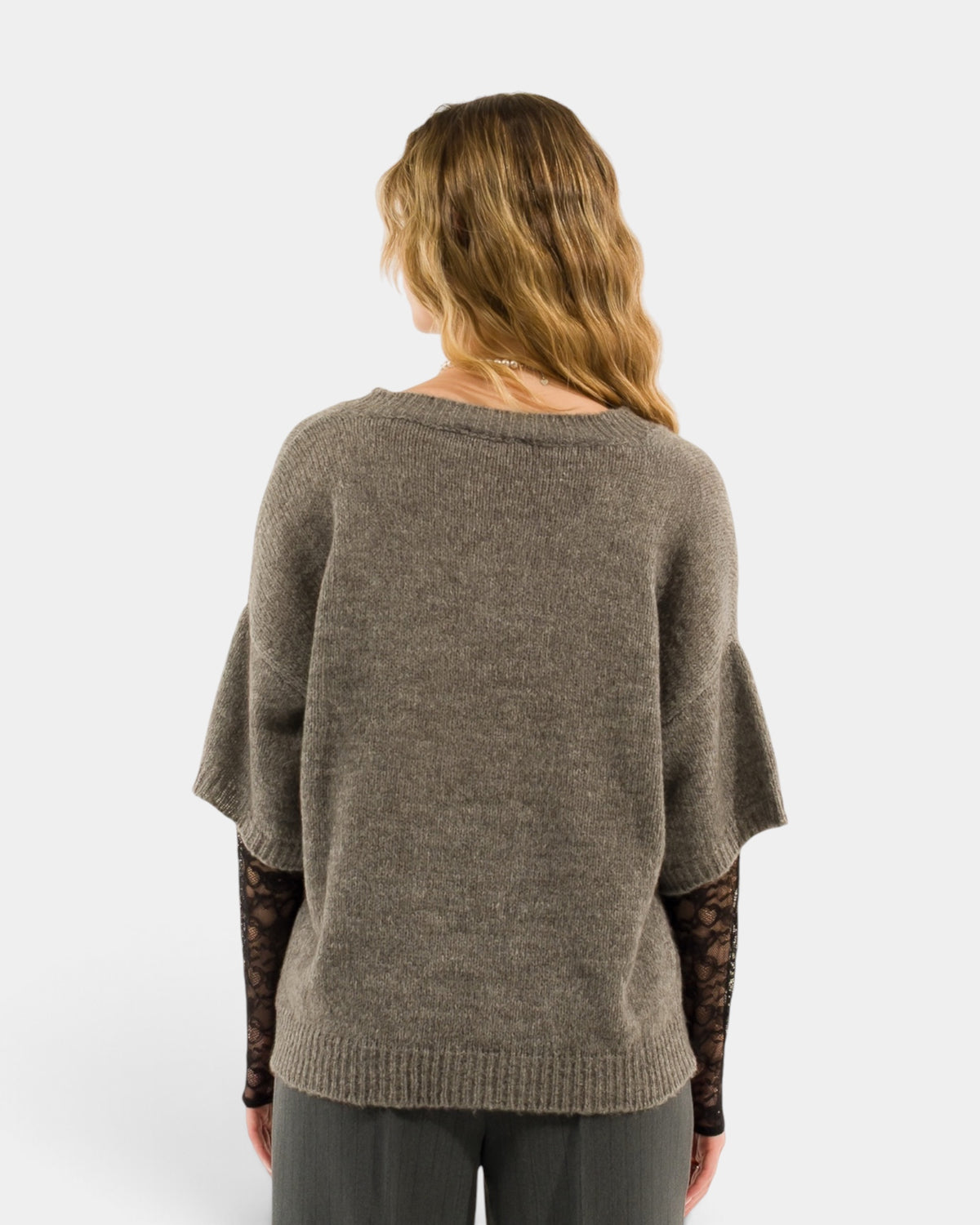 Kontatto - Maglione Scollo V Maniche Pizzo