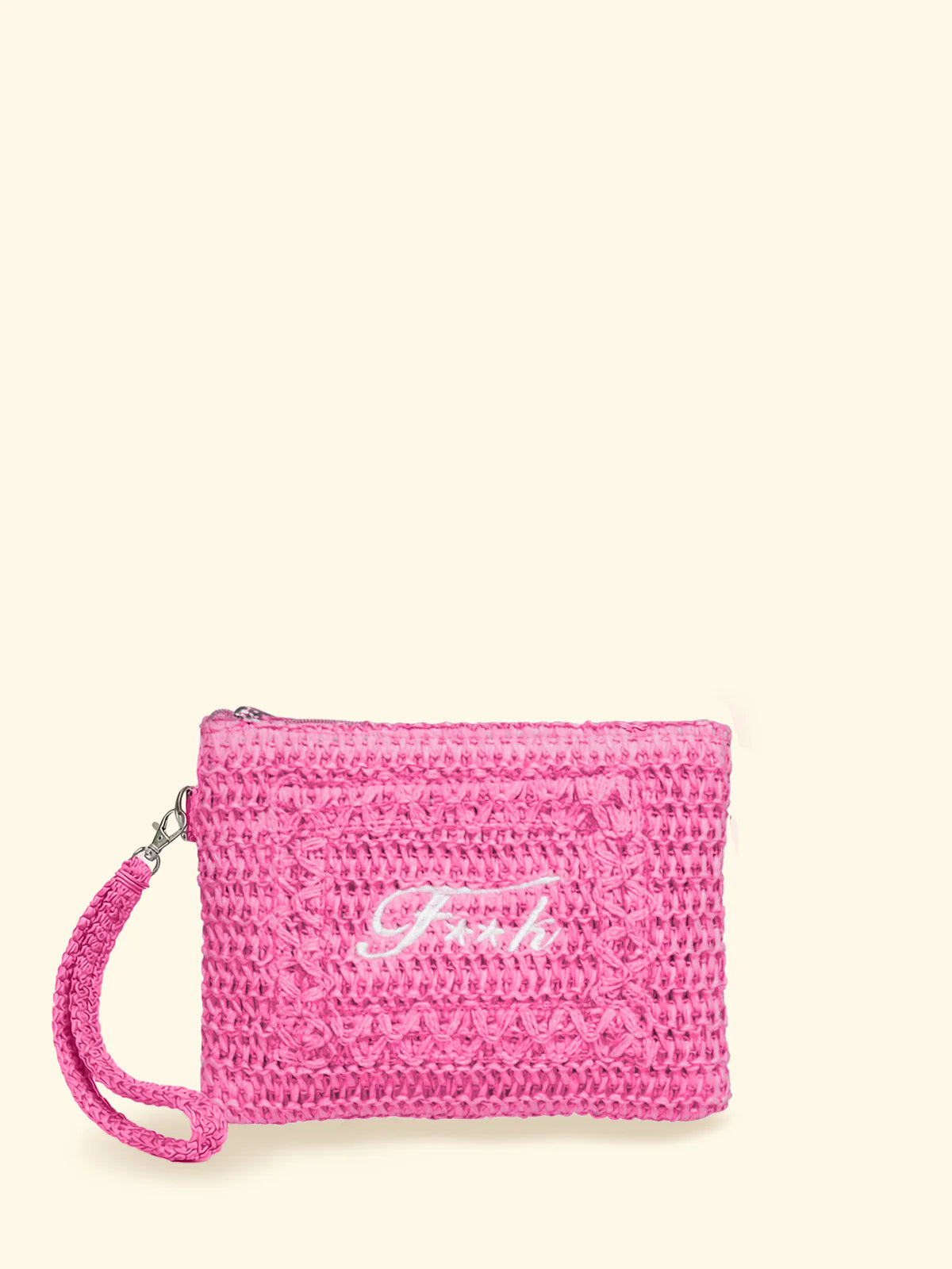 F**K - Mini Pochette Rafia Logo Ricamato e Laccetto Polso SW0007-FX