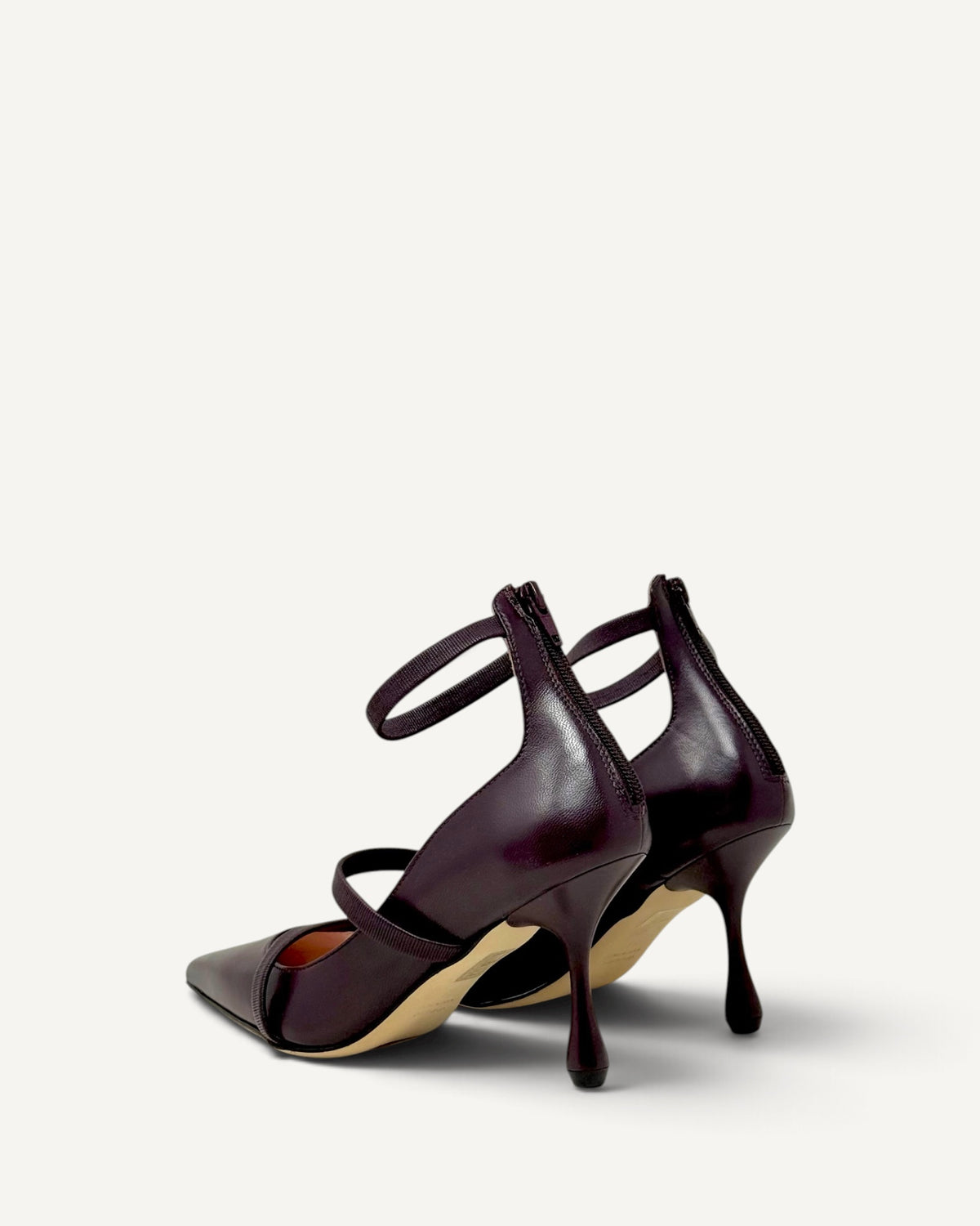 Anna F - Décolleté in Pelle Bordeaux con Cinturini
