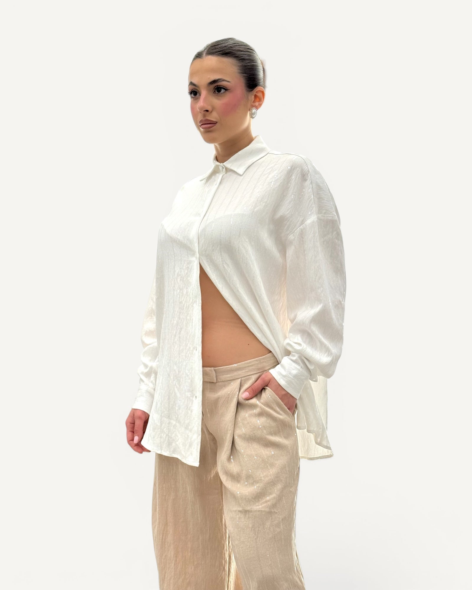 Silence Limited - Camicia Misto Lino Bianca