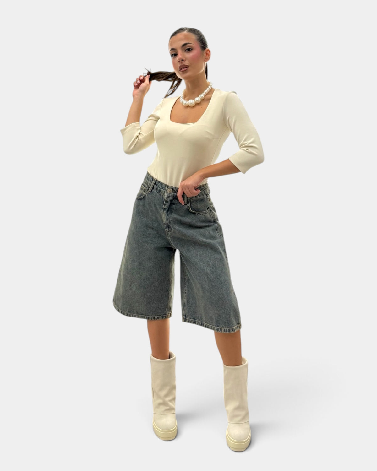 Silence Limited - Bermuda Jeans Denim Sabbiato