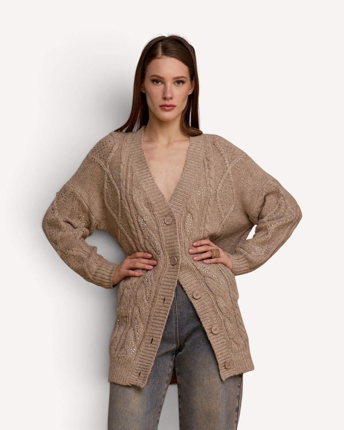 No Secrets - Maxi Cardigan Luxury Nocciola