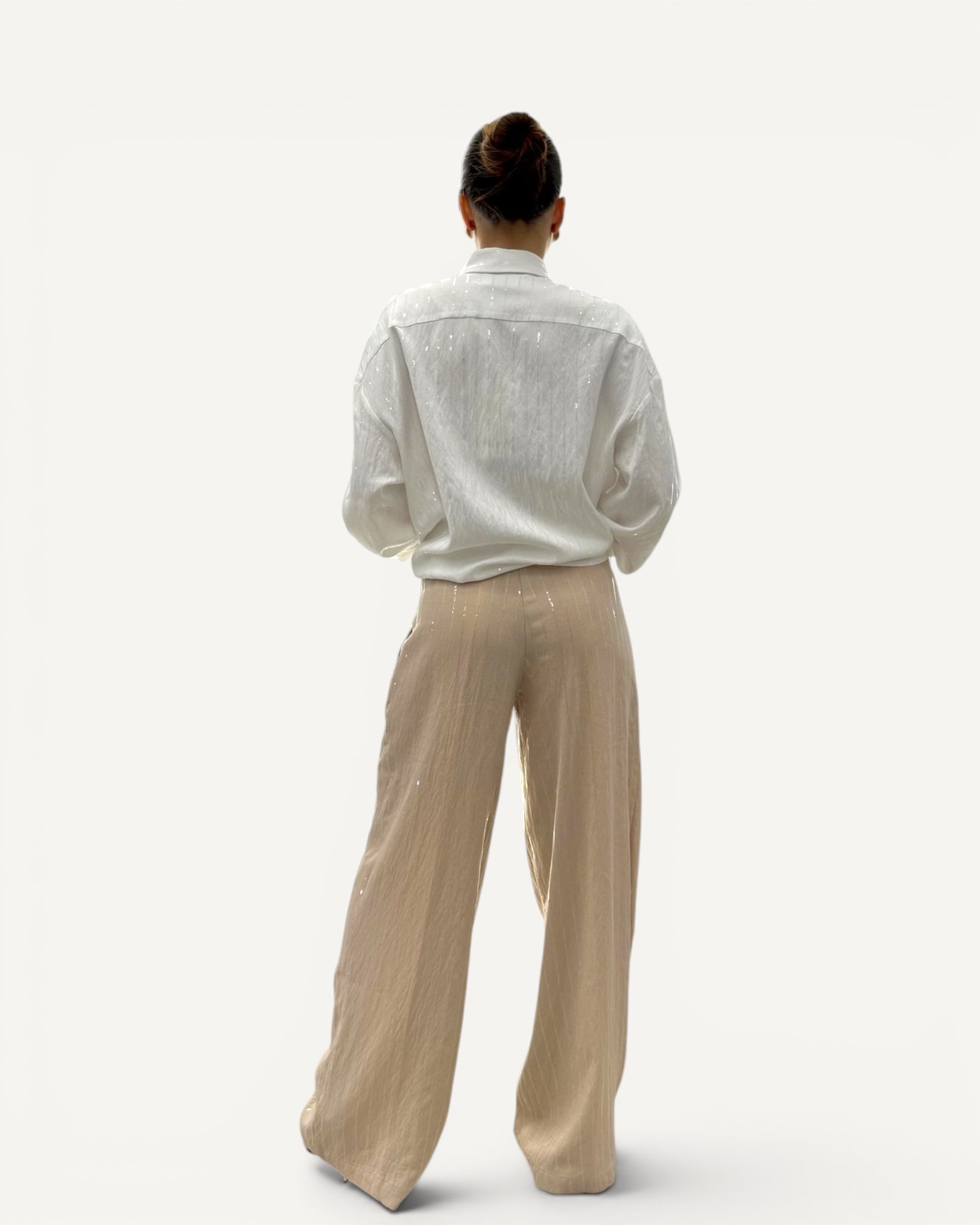 Silence Limited - Pantalone Misto Lino Gessato Paillettes