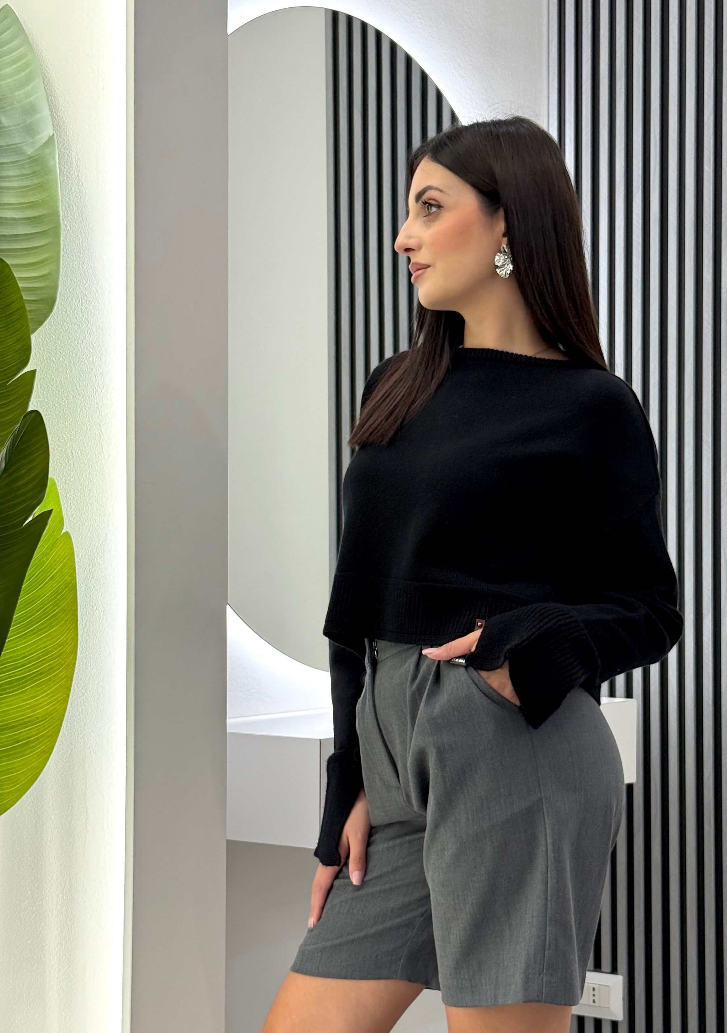 Club Crochet - Maglia Crop Nera