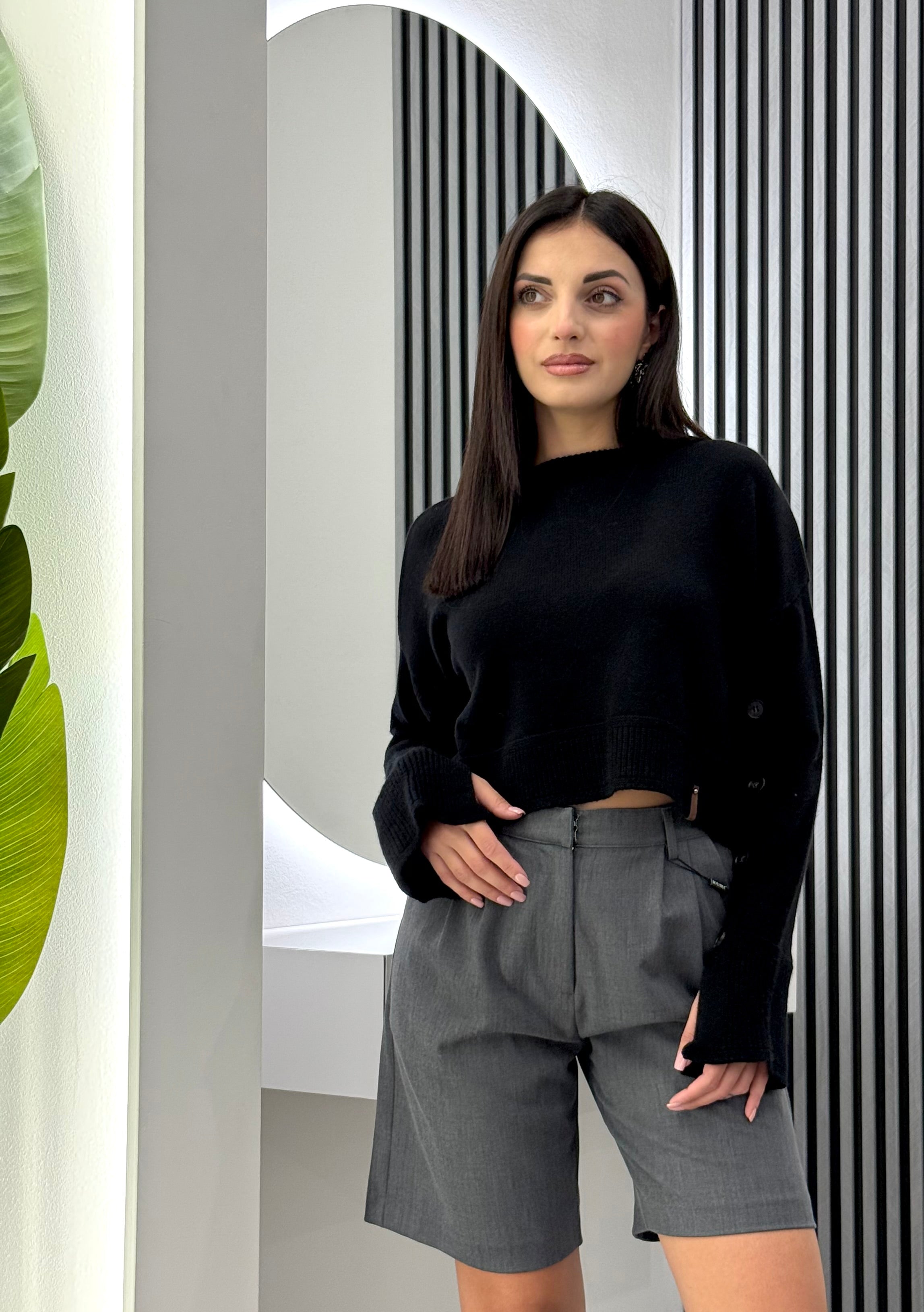 Club Crochet - Maglia Crop Nera