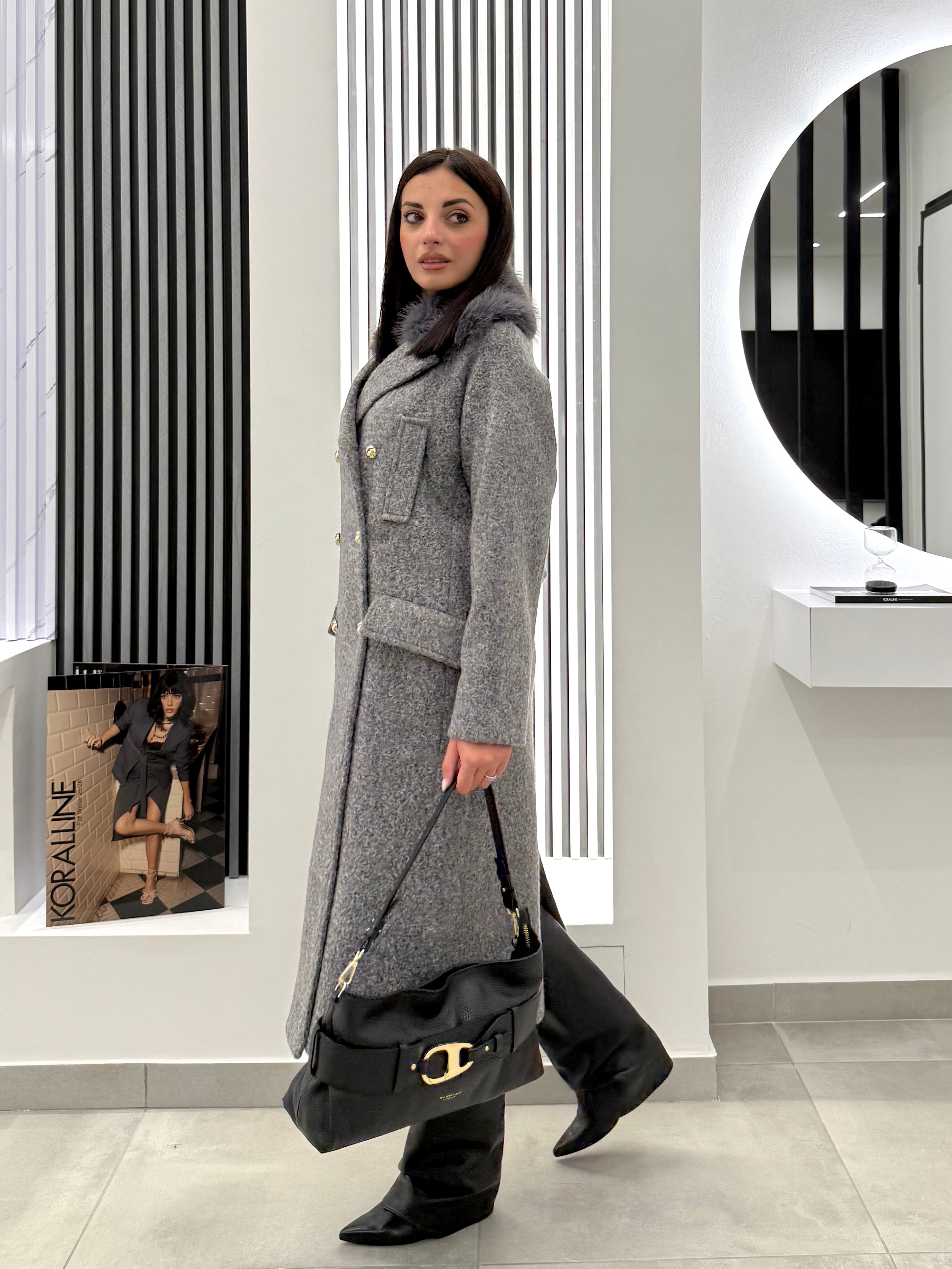 Koralline - Cappotto Collo Pelliccia