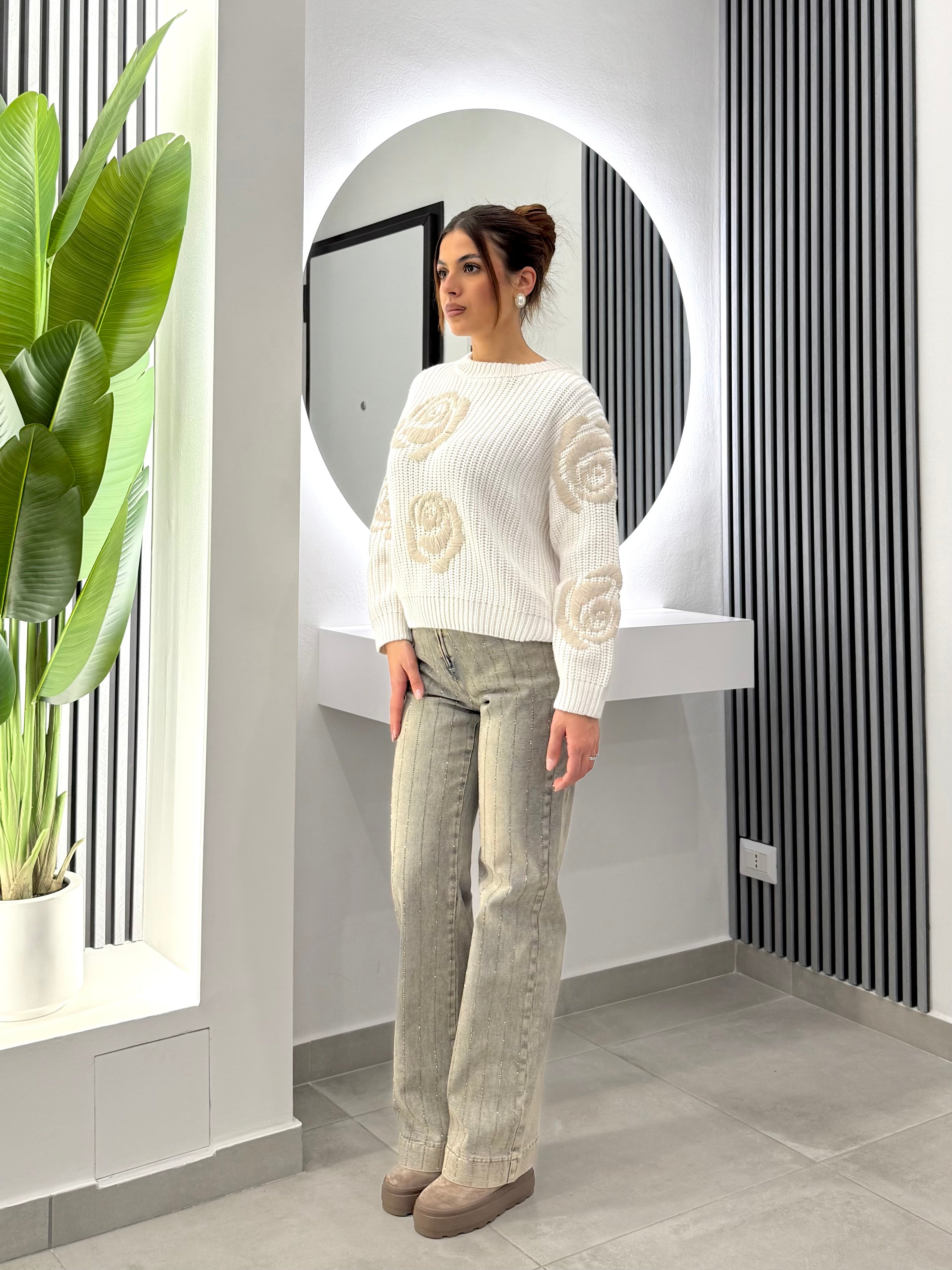 No Secrets - Maglia ricamo Rose