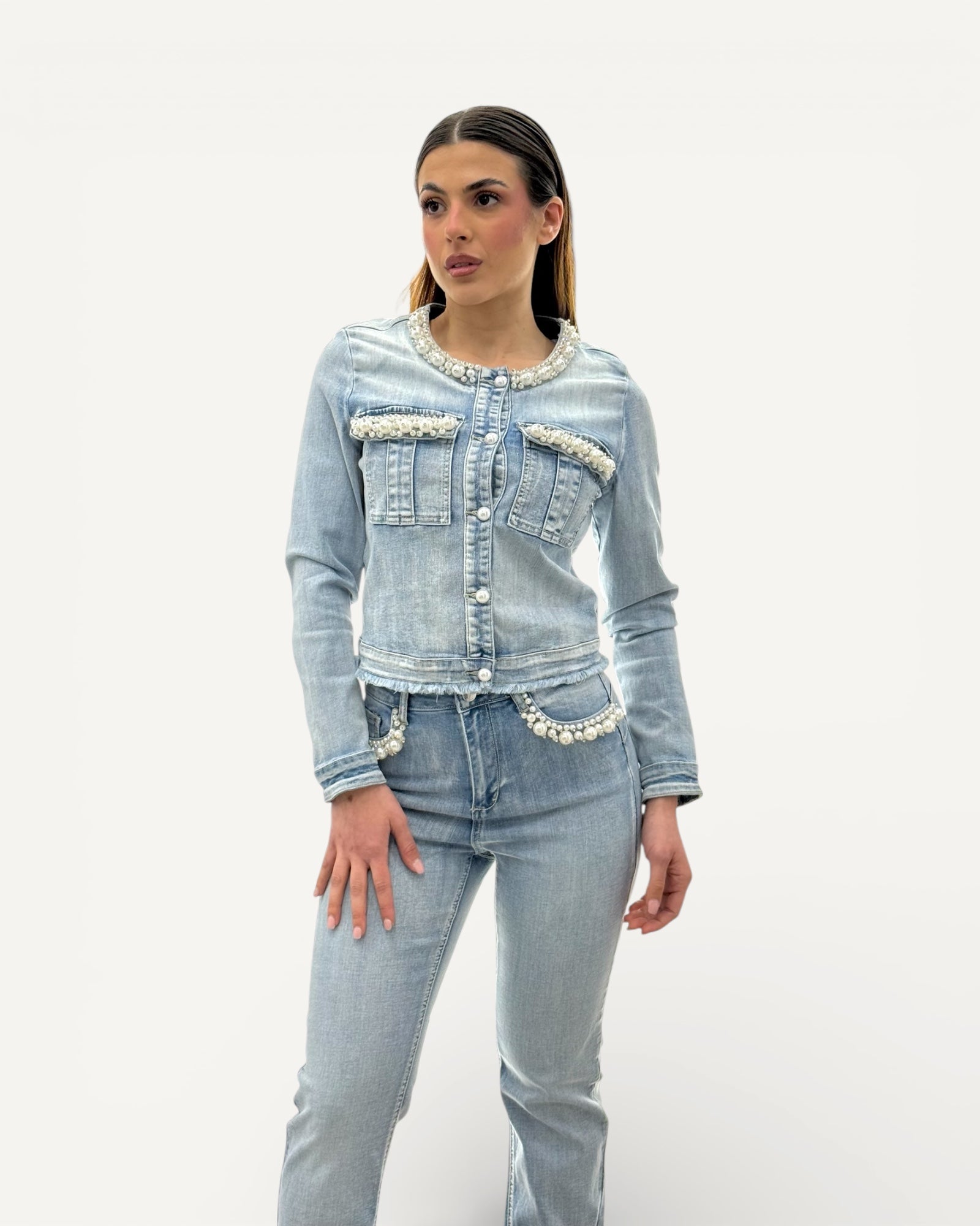No Secrets - Giubbino Denim Perle
