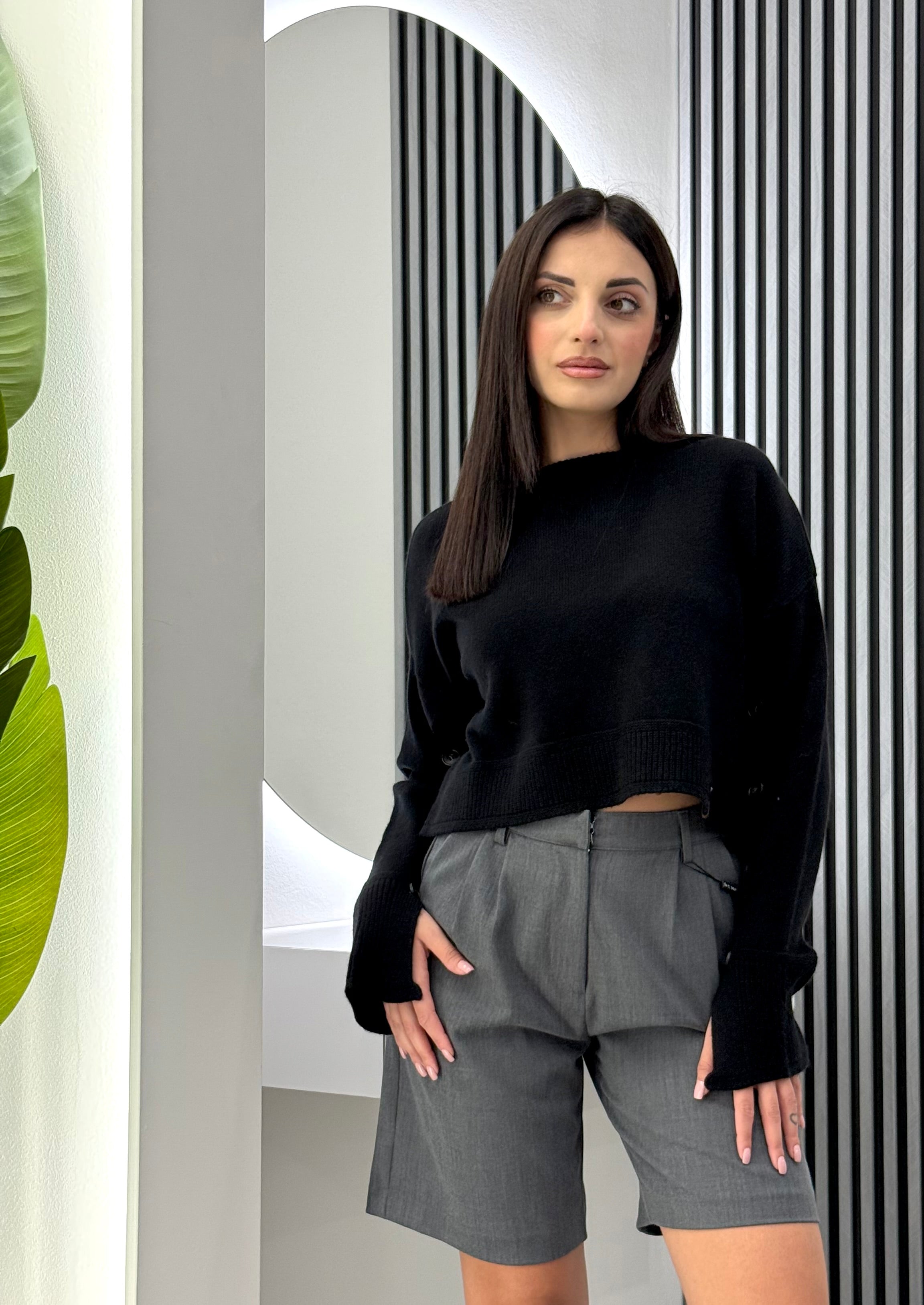 Club Crochet - Maglia Crop Nera