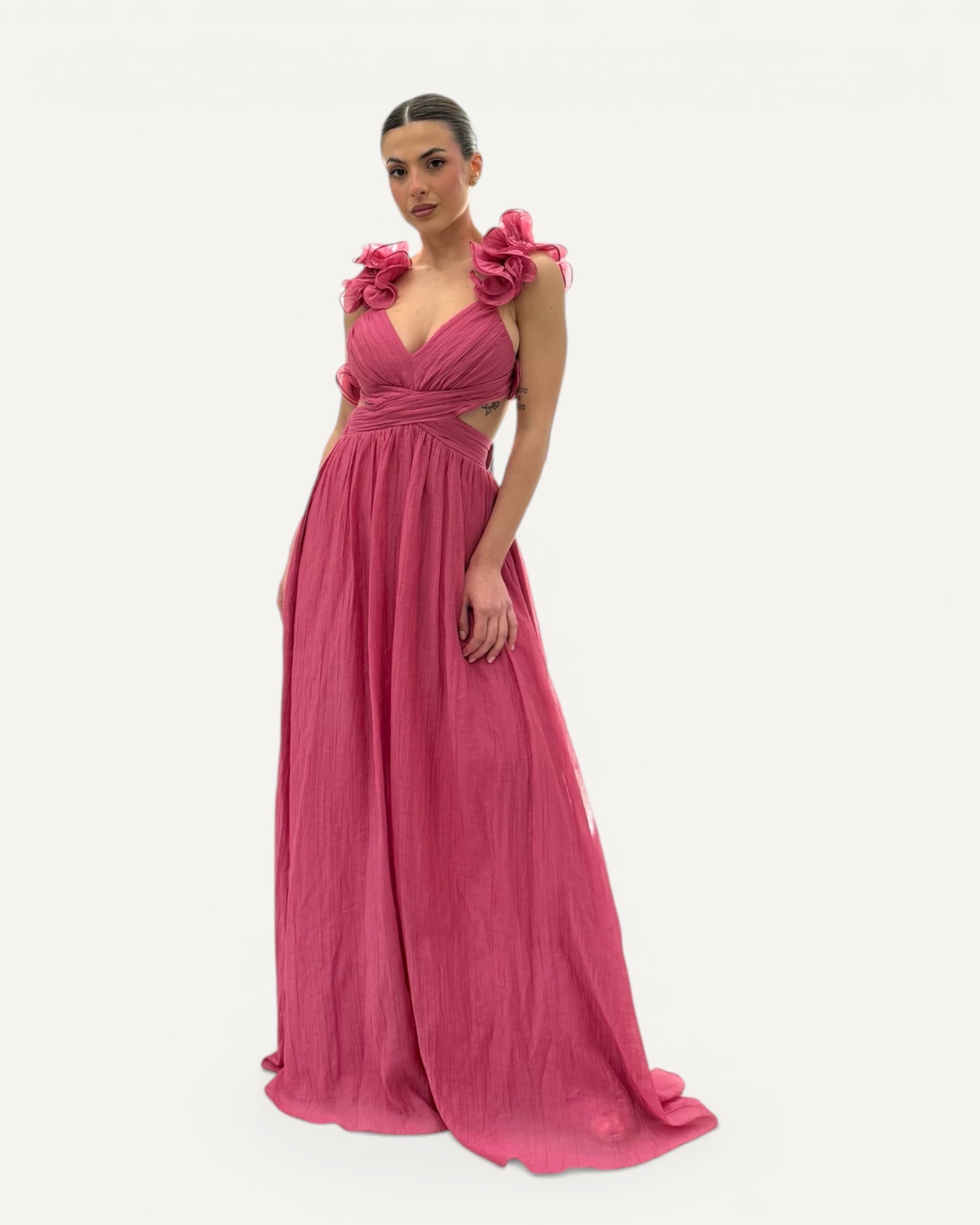 No Secrets - Abito Lungo Volant Sulle Spalle