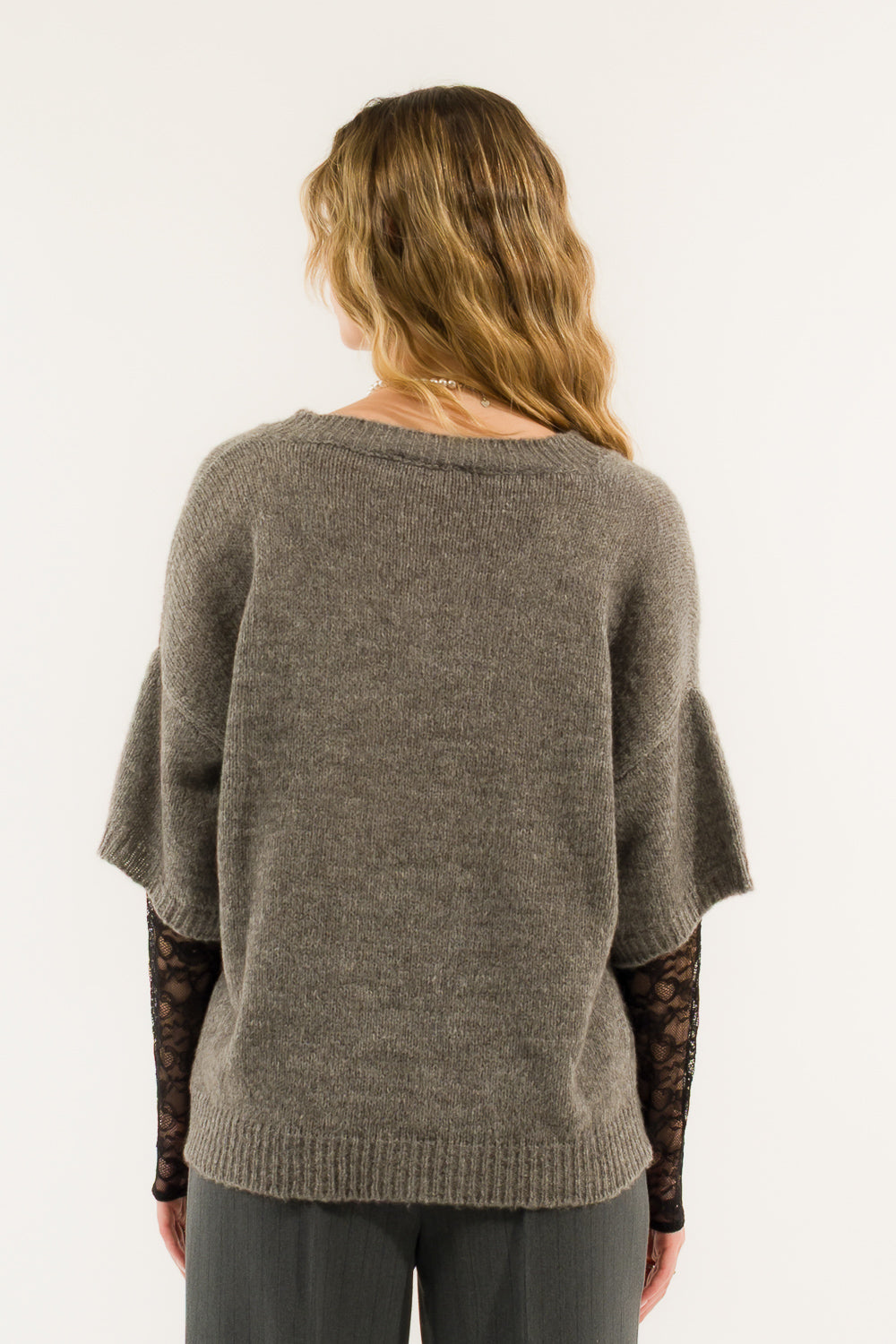 Kontatto - Maglione Scollo V Maniche Pizzo