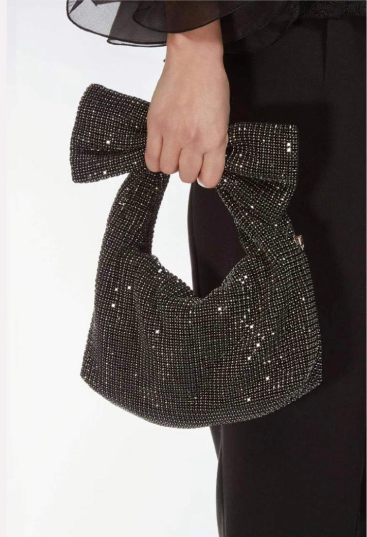 Odì Odì - Mini Borsa Barcella Strass Nera con Manico Fiocco
