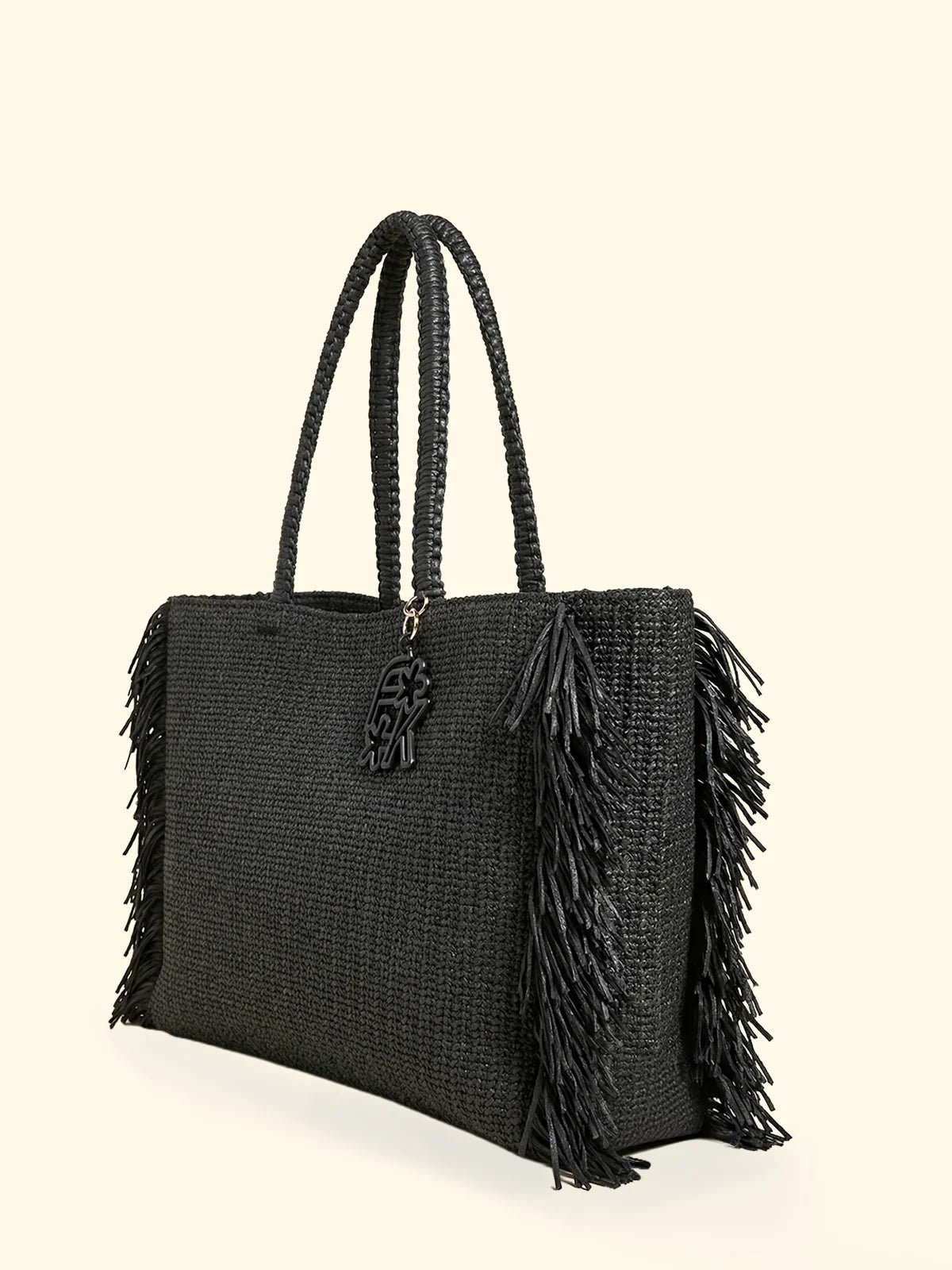 F**K - Maxi Bag Paglia Frange e Manici Rigidi SW0040-BK