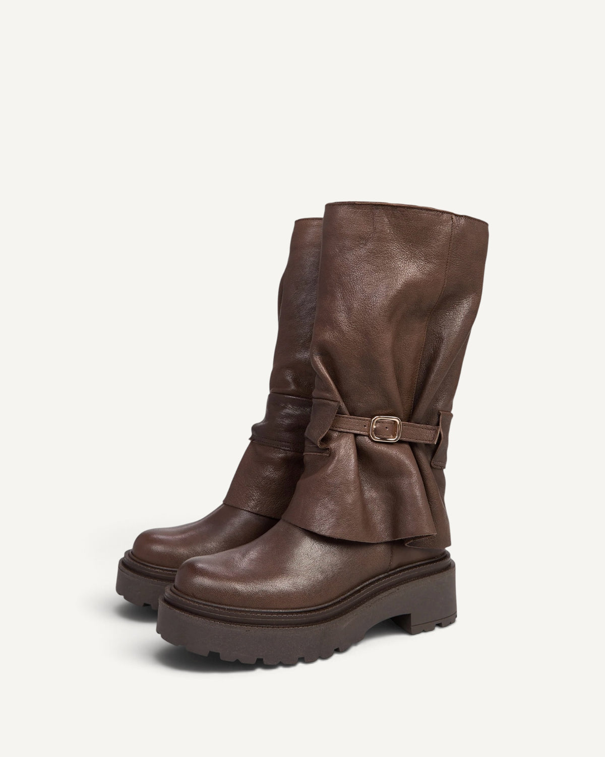 Ovyé - Stivale in Pelle con Fibbia Marrone