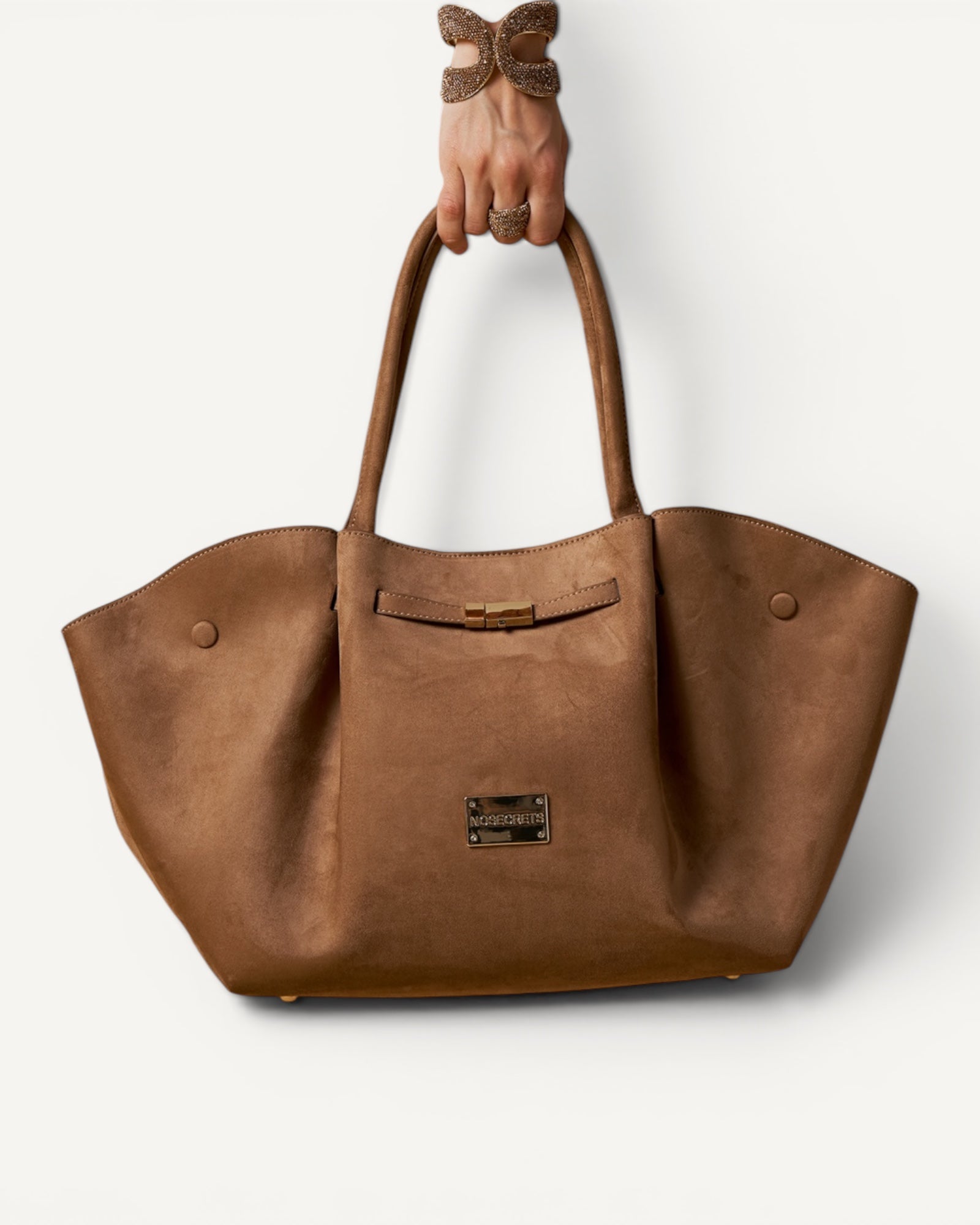 No Secrets - Borsa Shopping in Camoscio Cammello