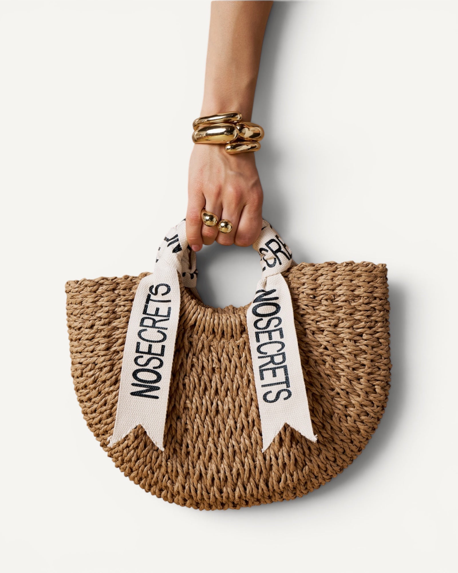 No Secrets - Borsa Mezzaluna Paglia