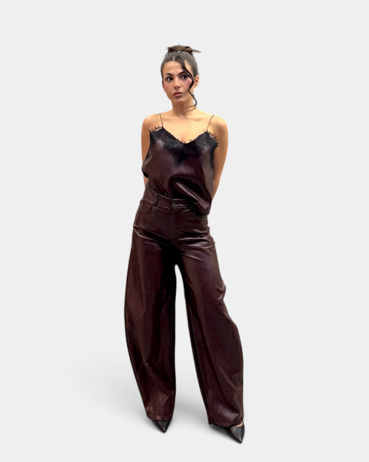 D'Elle - Giulia Mastini - Pantalone Balloon Ecopelle Bordeaux
