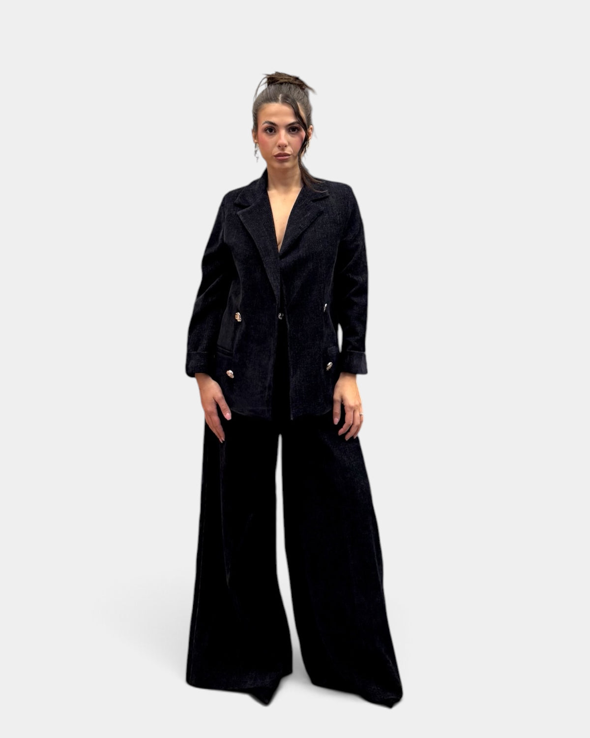 D'Elle - Giulia Mastini - Pantalone Palazzo Blu Velluto