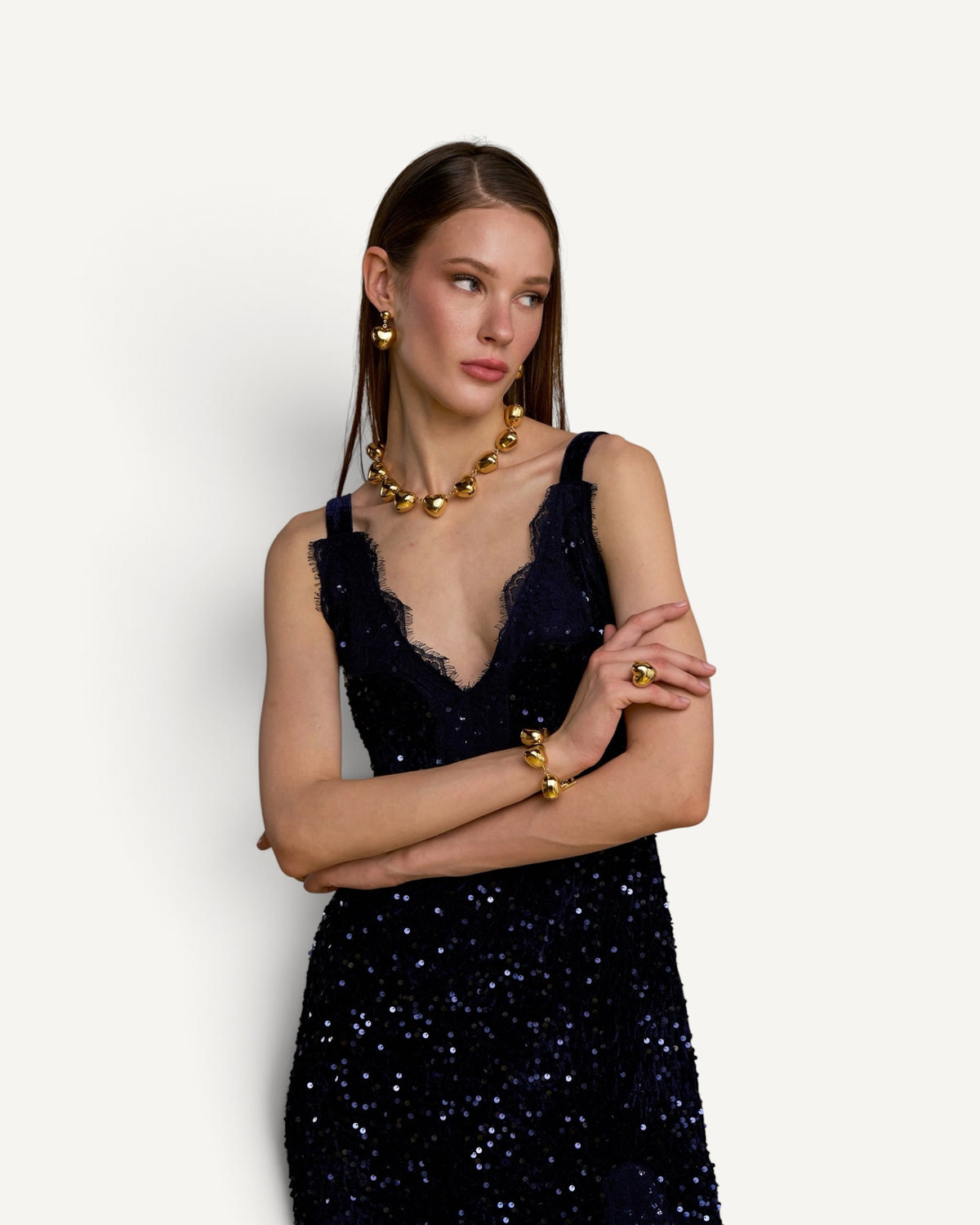No Secrets - Abito Paillettes Blu Notte