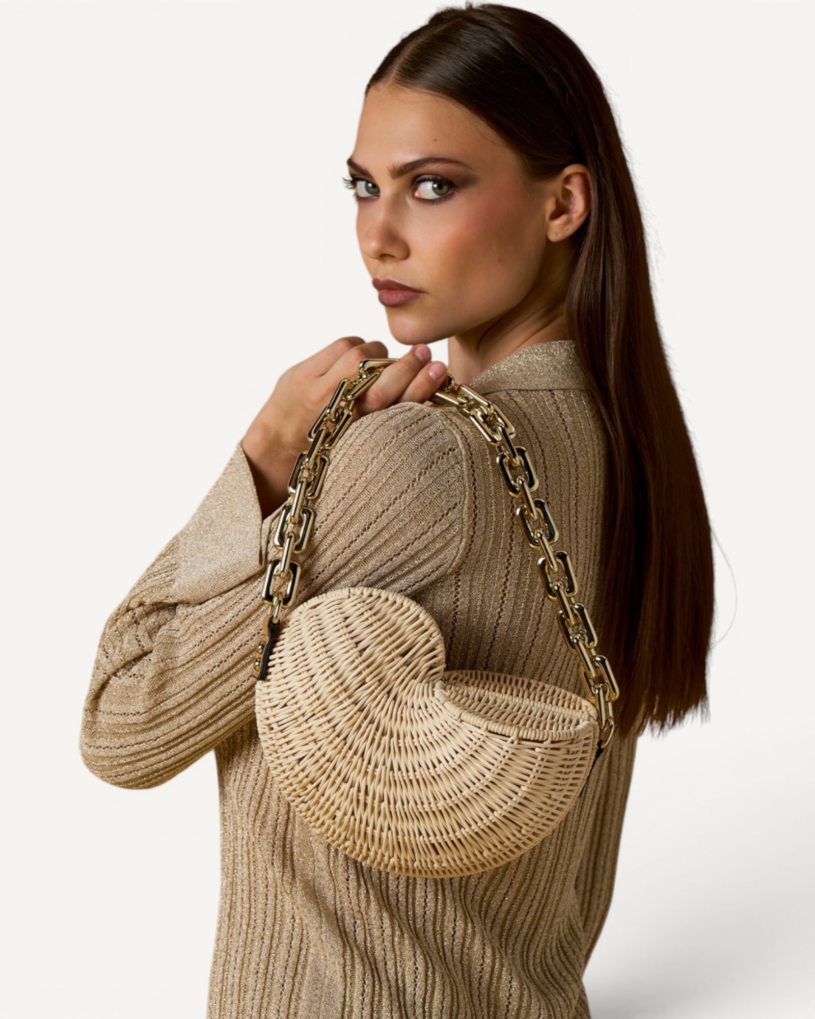 No Secrets - Borsa Conchiglia Paglia