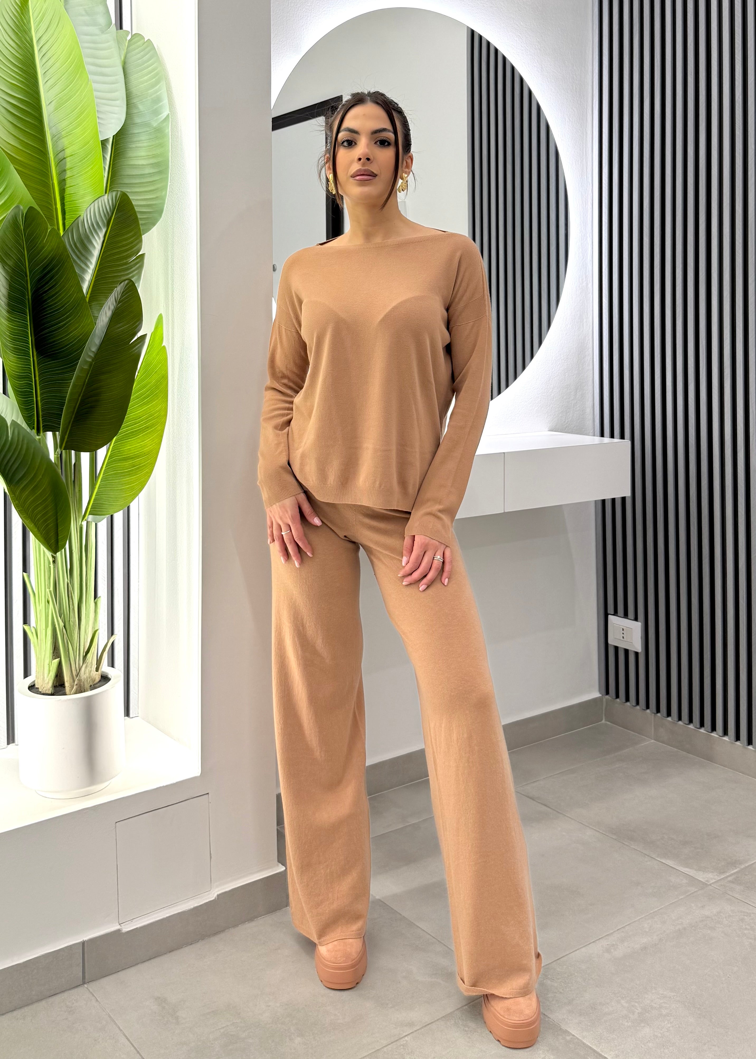 Kontatto - Maglia Spacchi Laterali Biscotto