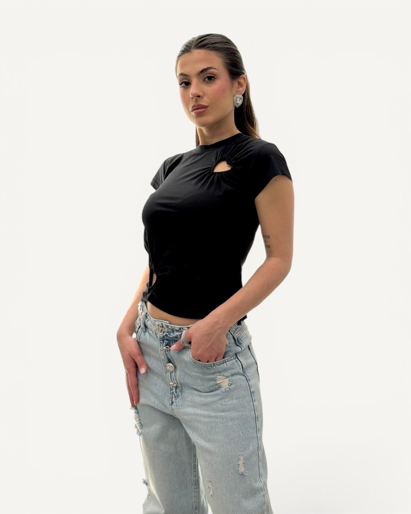 No Secrets - T-Shirt Nera Cuori