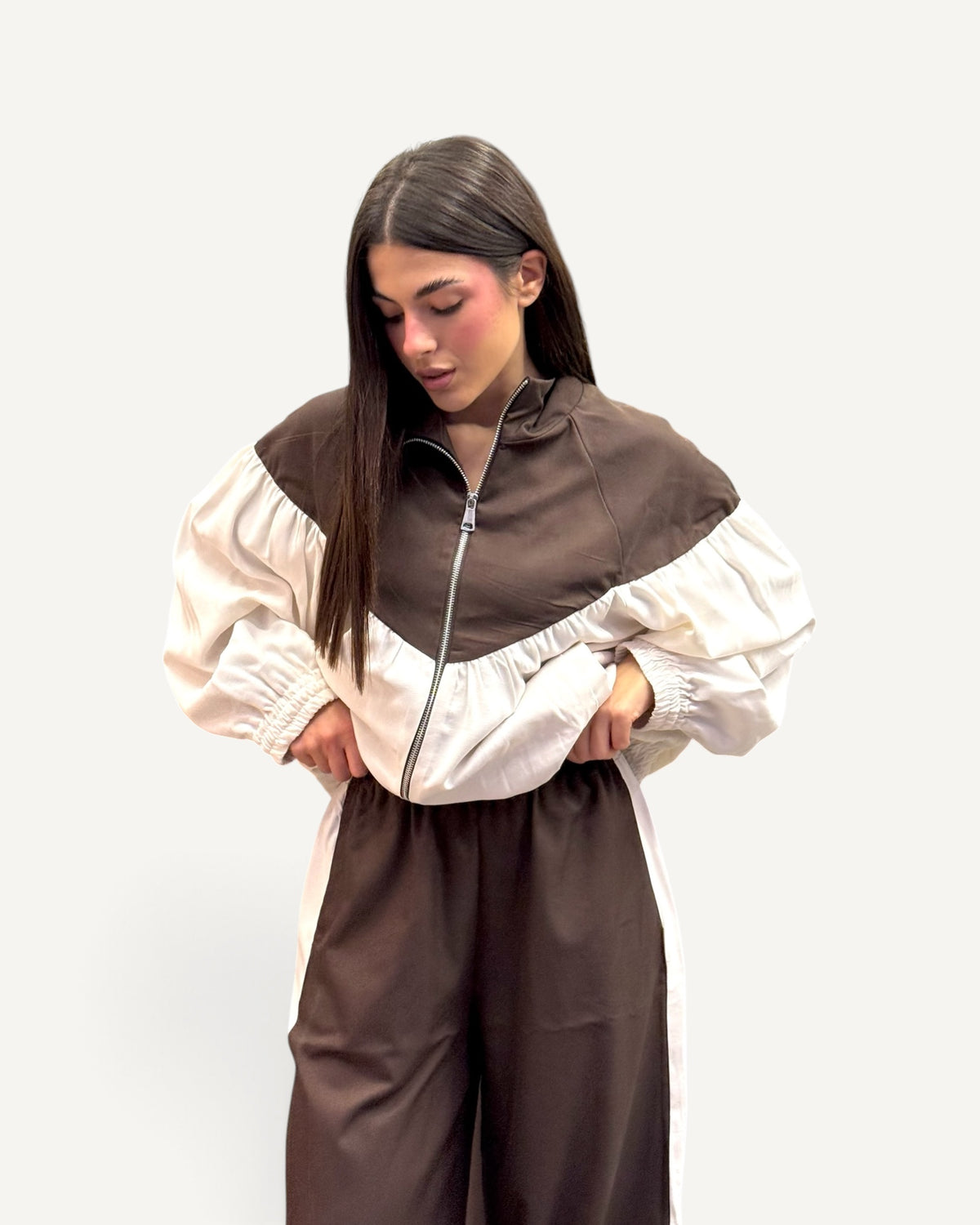 KikiSix - Pantalone Palazzo con Bande Laterali