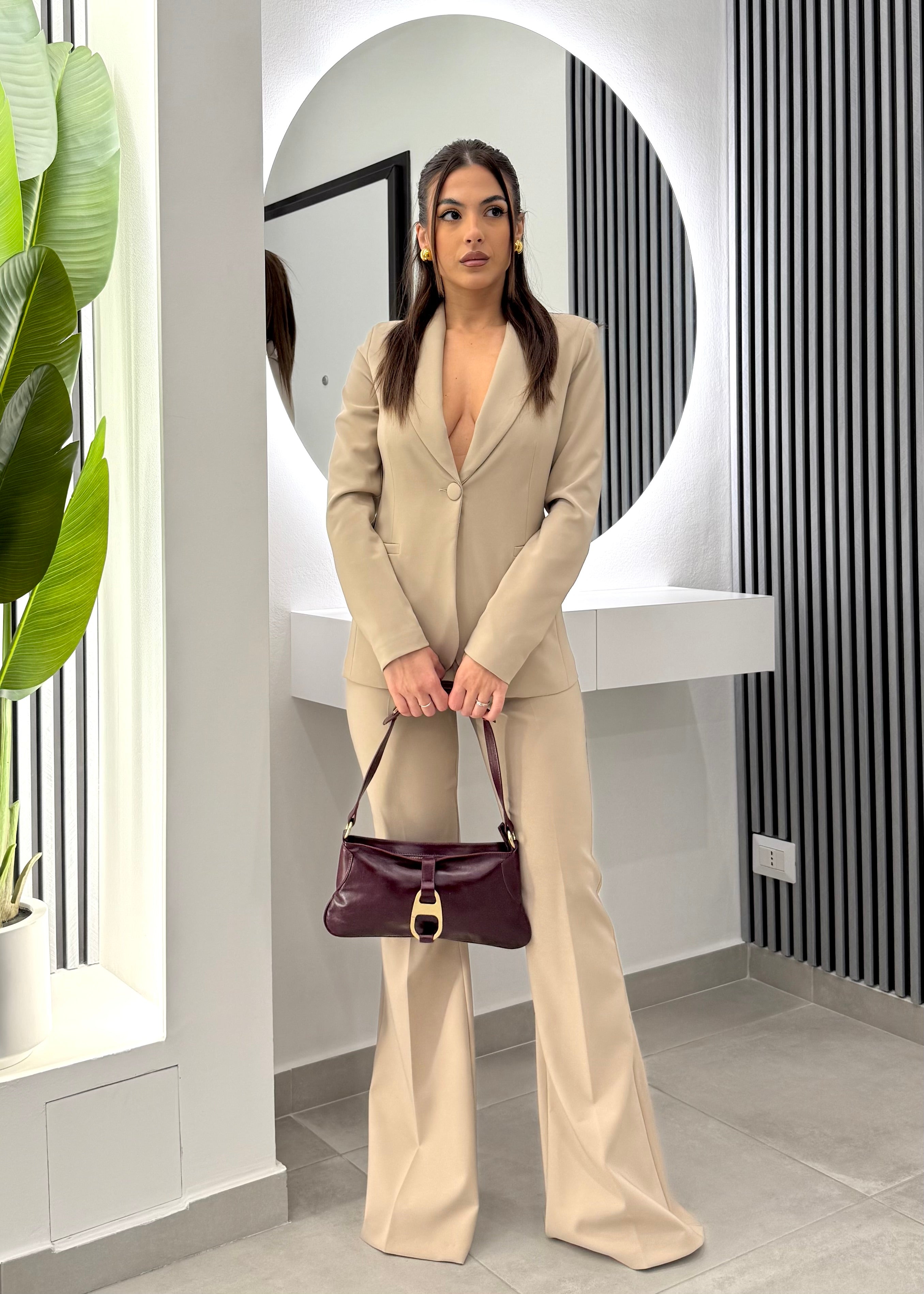 D'Elle Giulia Mastini - Pantalone Zampa Beige