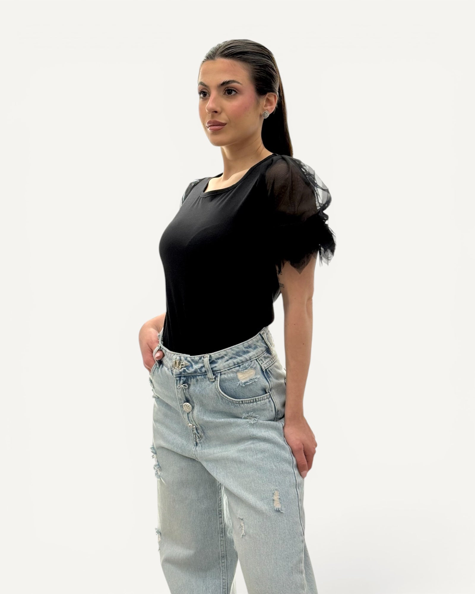 No Secrets - T-Shirt Maniche Tulle
