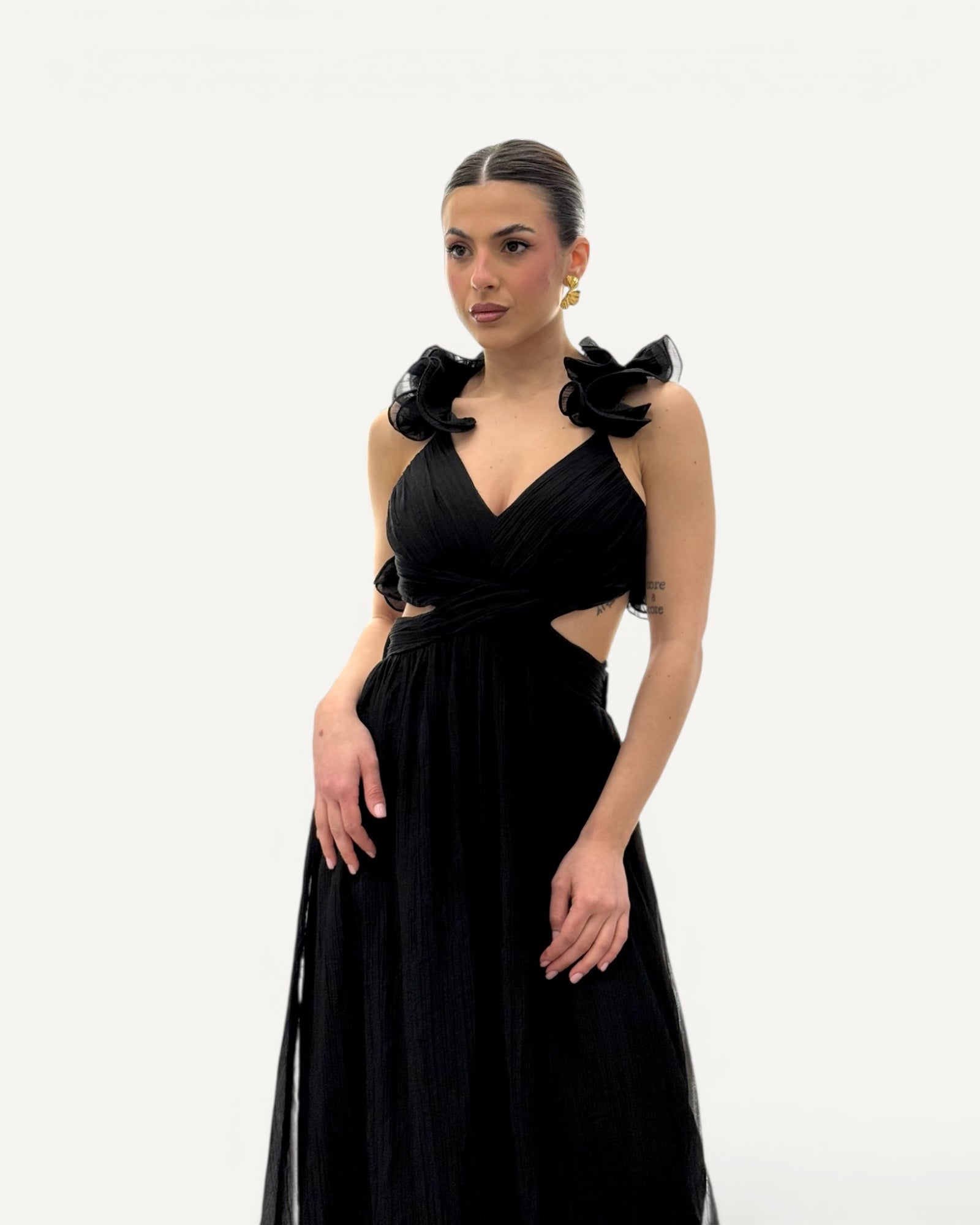 No Secrets - Abito Lungo Volant Sulle Spalle