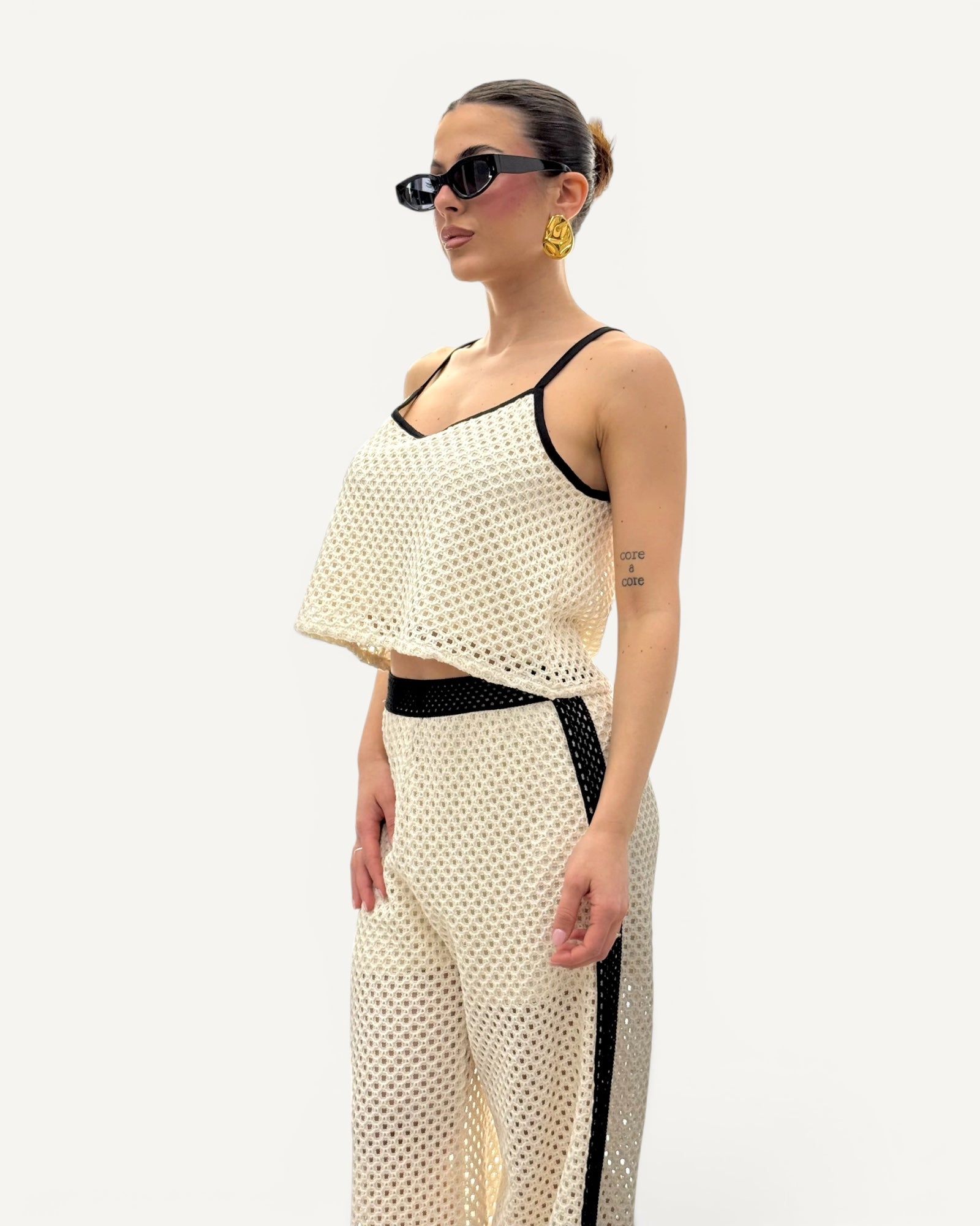 Silence Limited - Top Crochet Panna e Nero