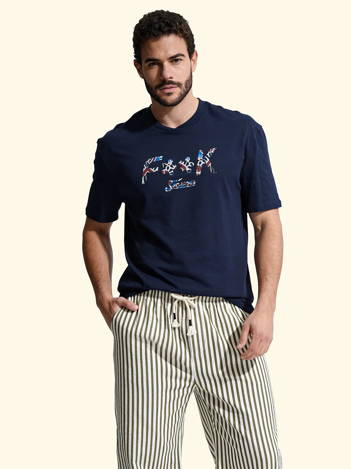 F**K - T-Shirt Uomo Girocollo Stampa Frontale SM6011-BU