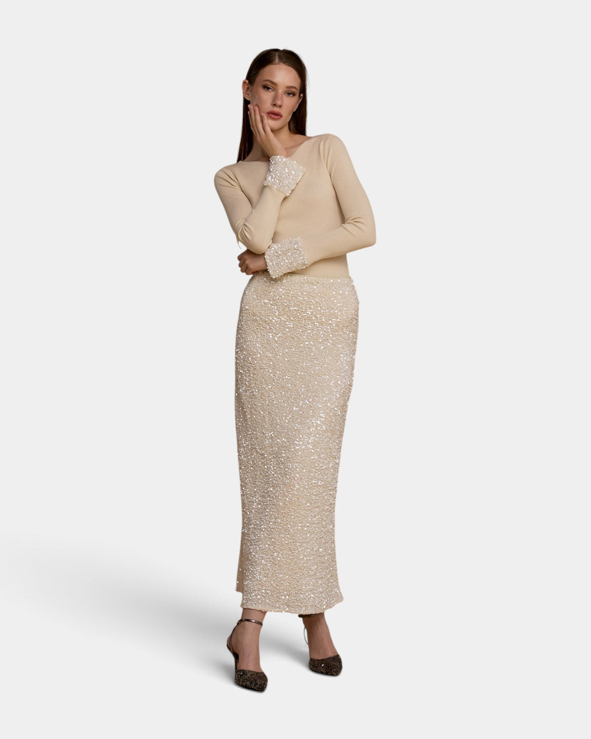 No Secrets - Maglia Manicotti Paillettes