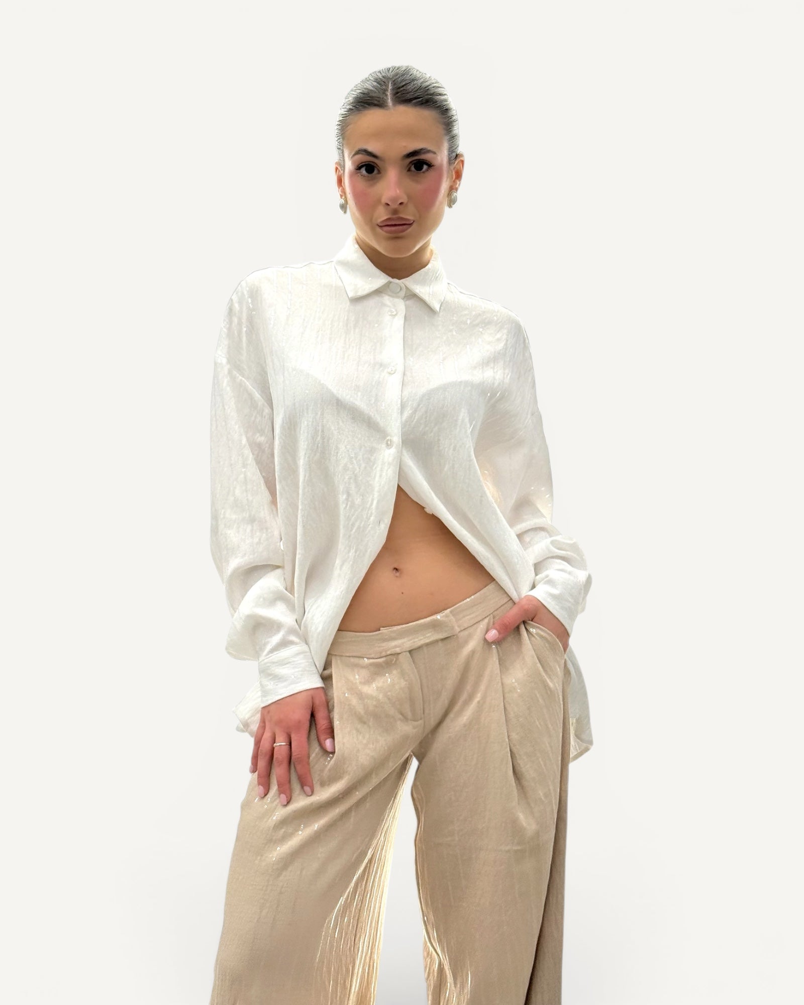 Silence Limited - Camicia Misto Lino Bianca