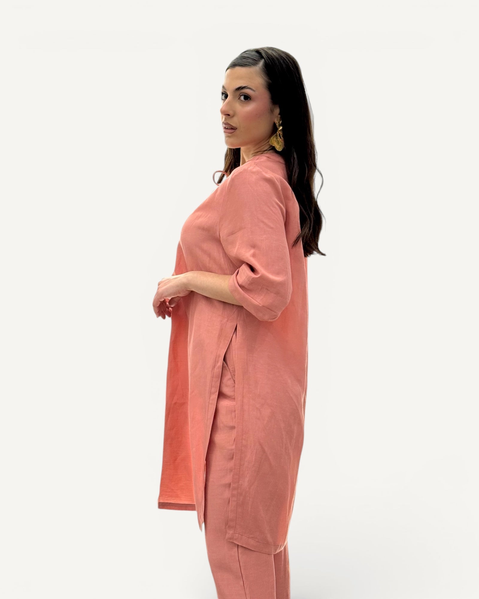Hanita Couture – Blusa Larga Velvet Corallo Scollo V
