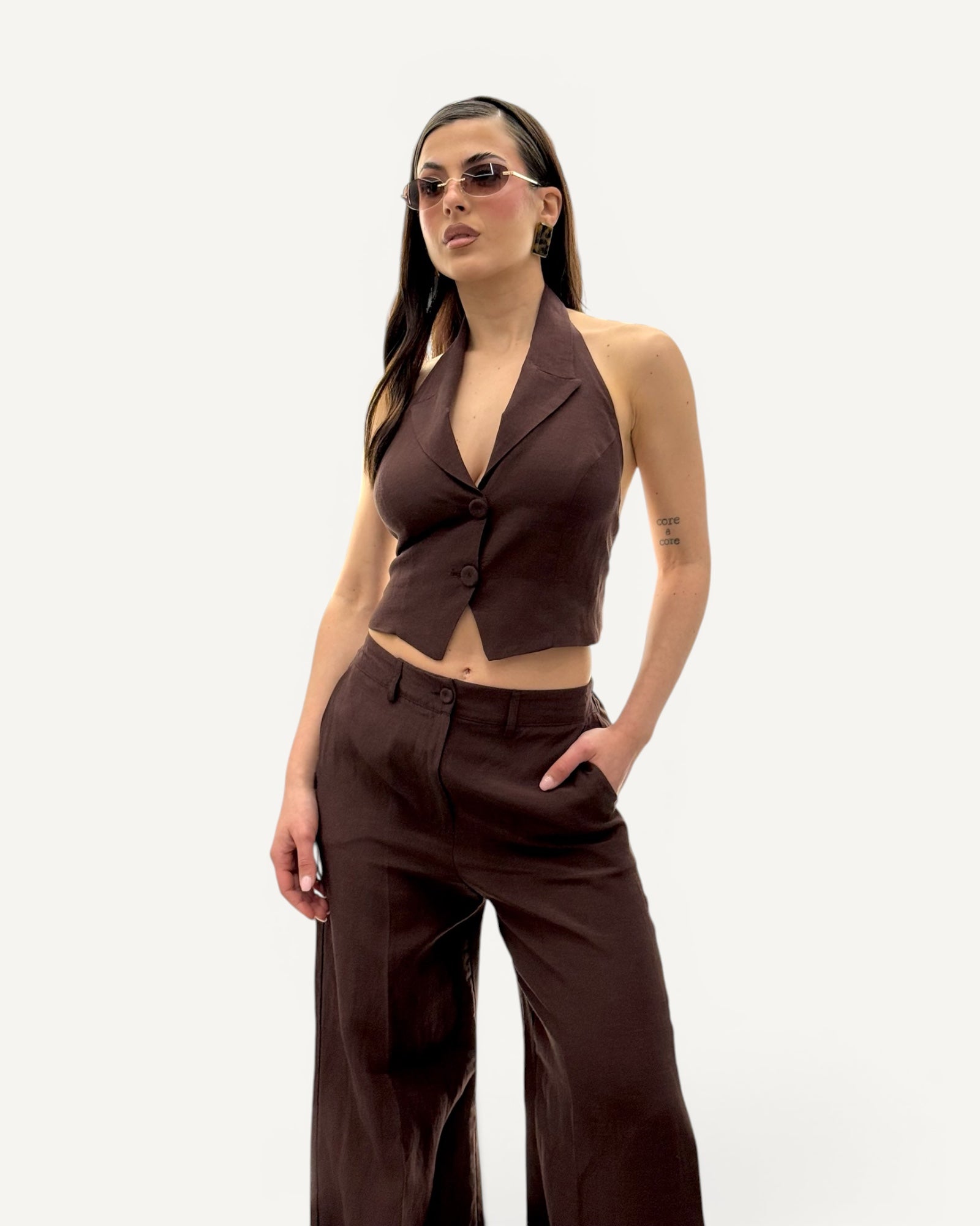 Hanita Couture – Gilet Ebano Marrone con Bottoni