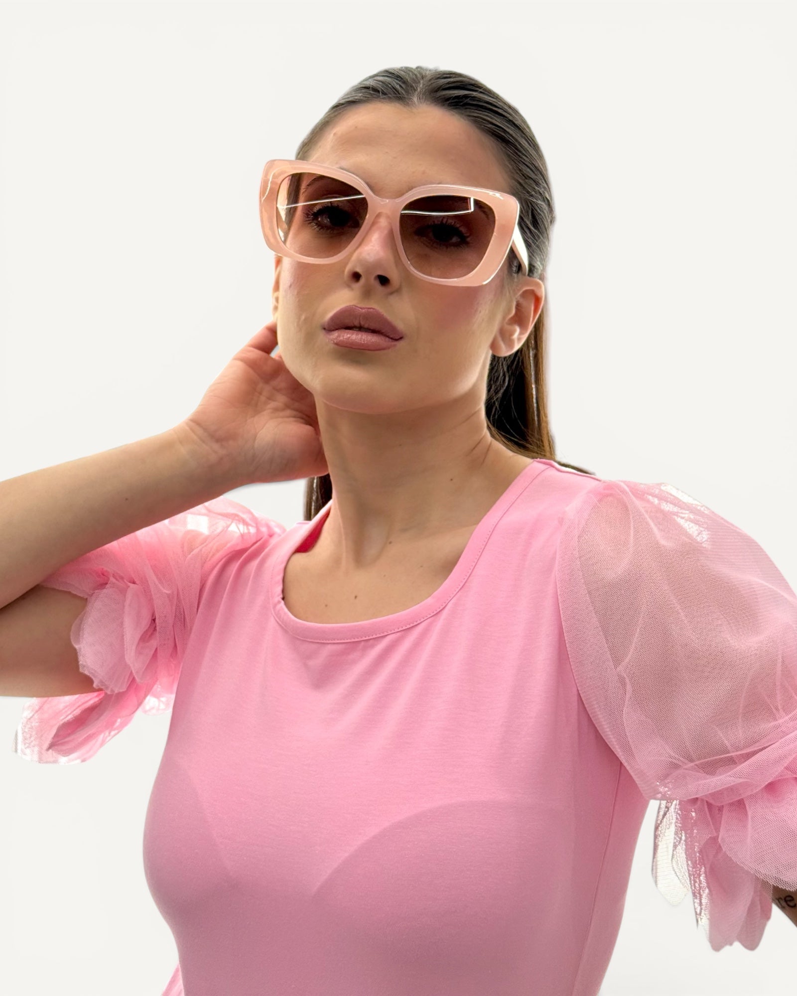 No Secrets - Occhiali Butterfly Rosa con Lenti Scure