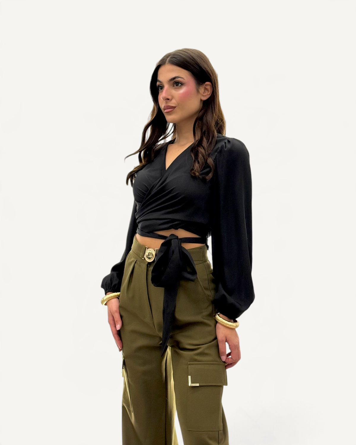 Koralline - Blusa Incrociata Nera