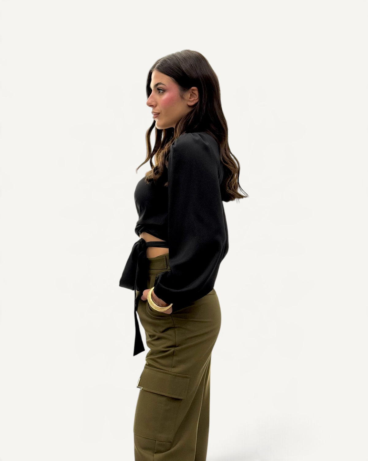 Koralline - Blusa Incrociata Nera