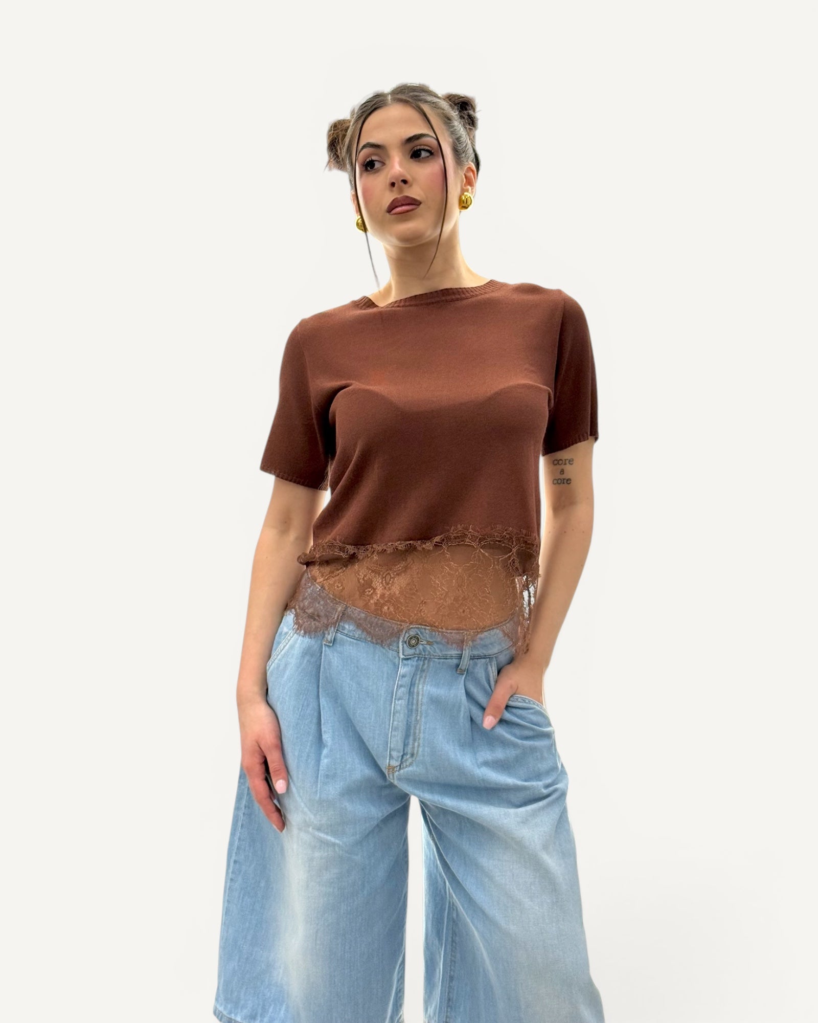 Kontatto - Maglia Girocollo Pizzo