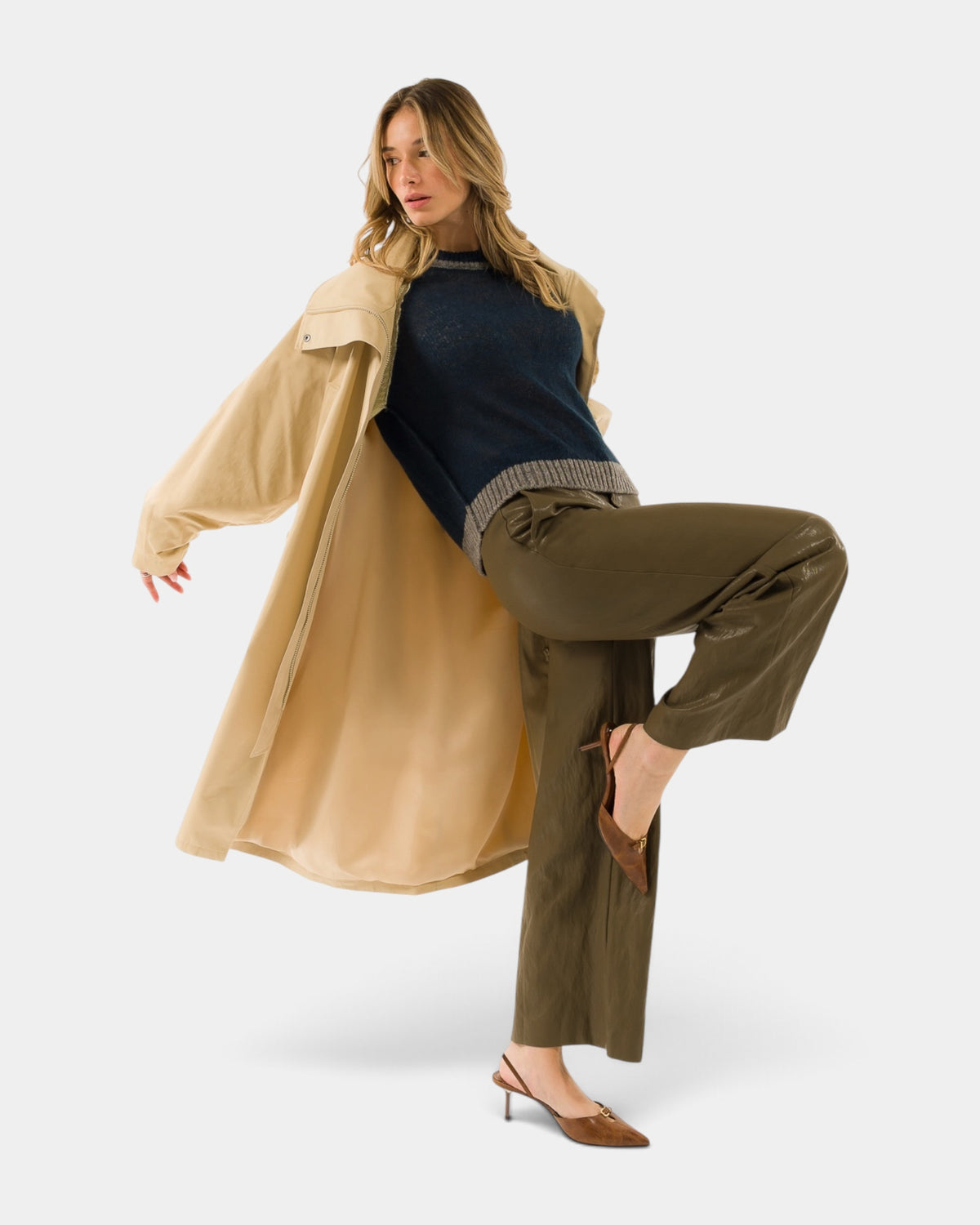 Kontatto - Pantalone Uomo Ecopelle Militare
