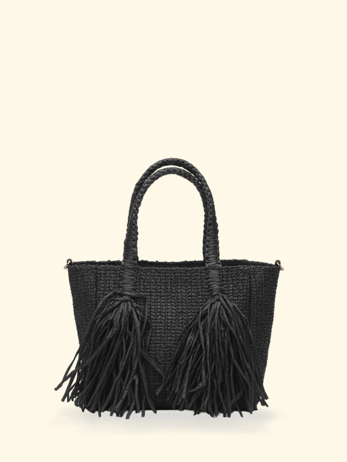 F**K - Mini Bag Paglia Frange e Tracolla Removibile SW0045-BK
