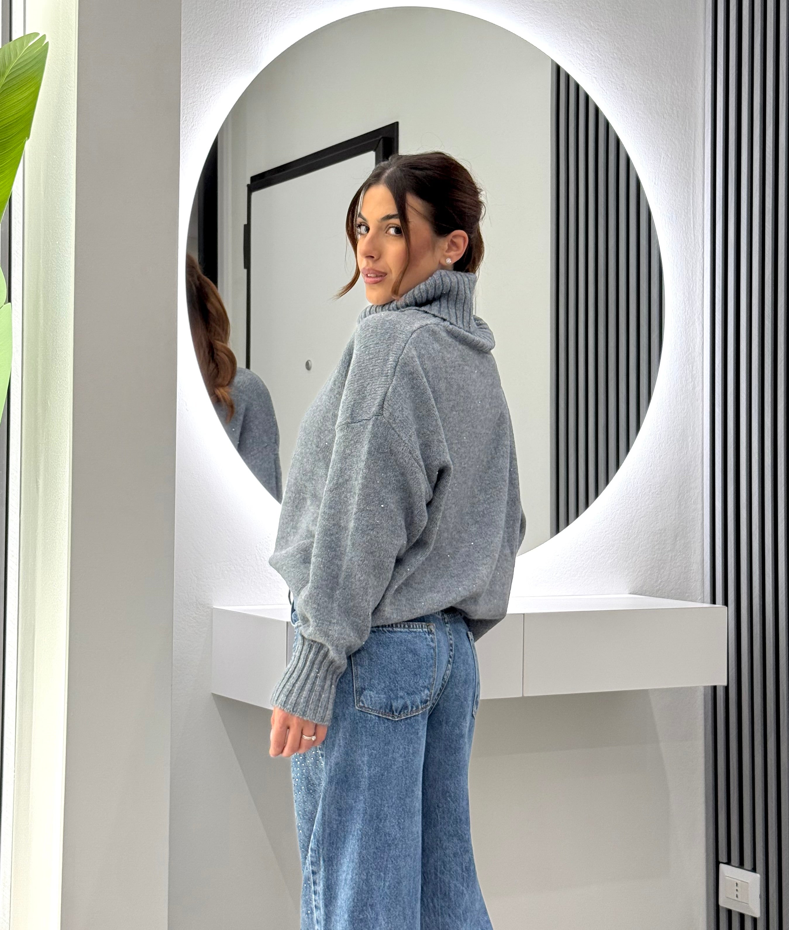 D'Elle Giulia Mastini - Maglia Collo Alto Grigia