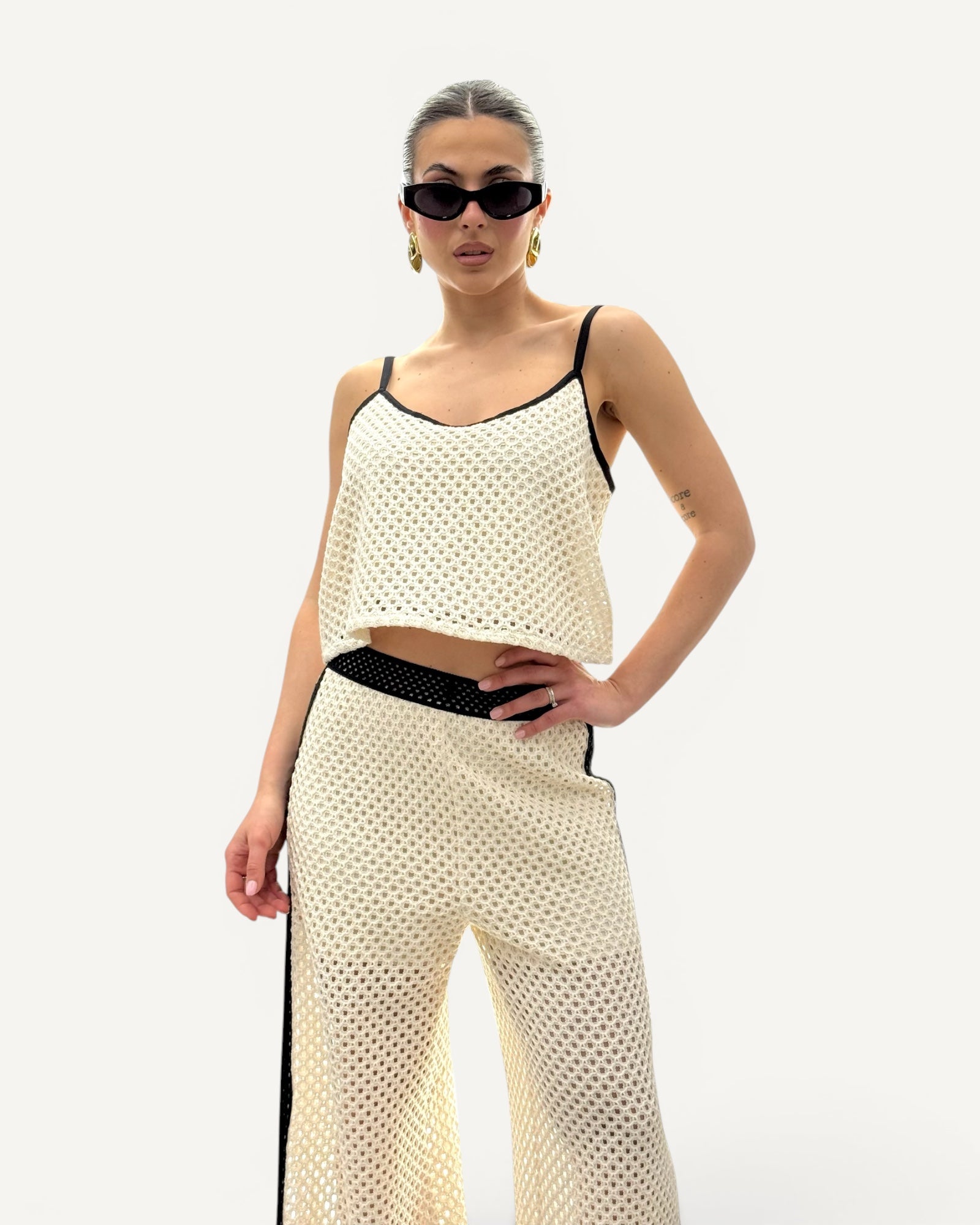 Silence Limited - Top Crochet Panna e Nero