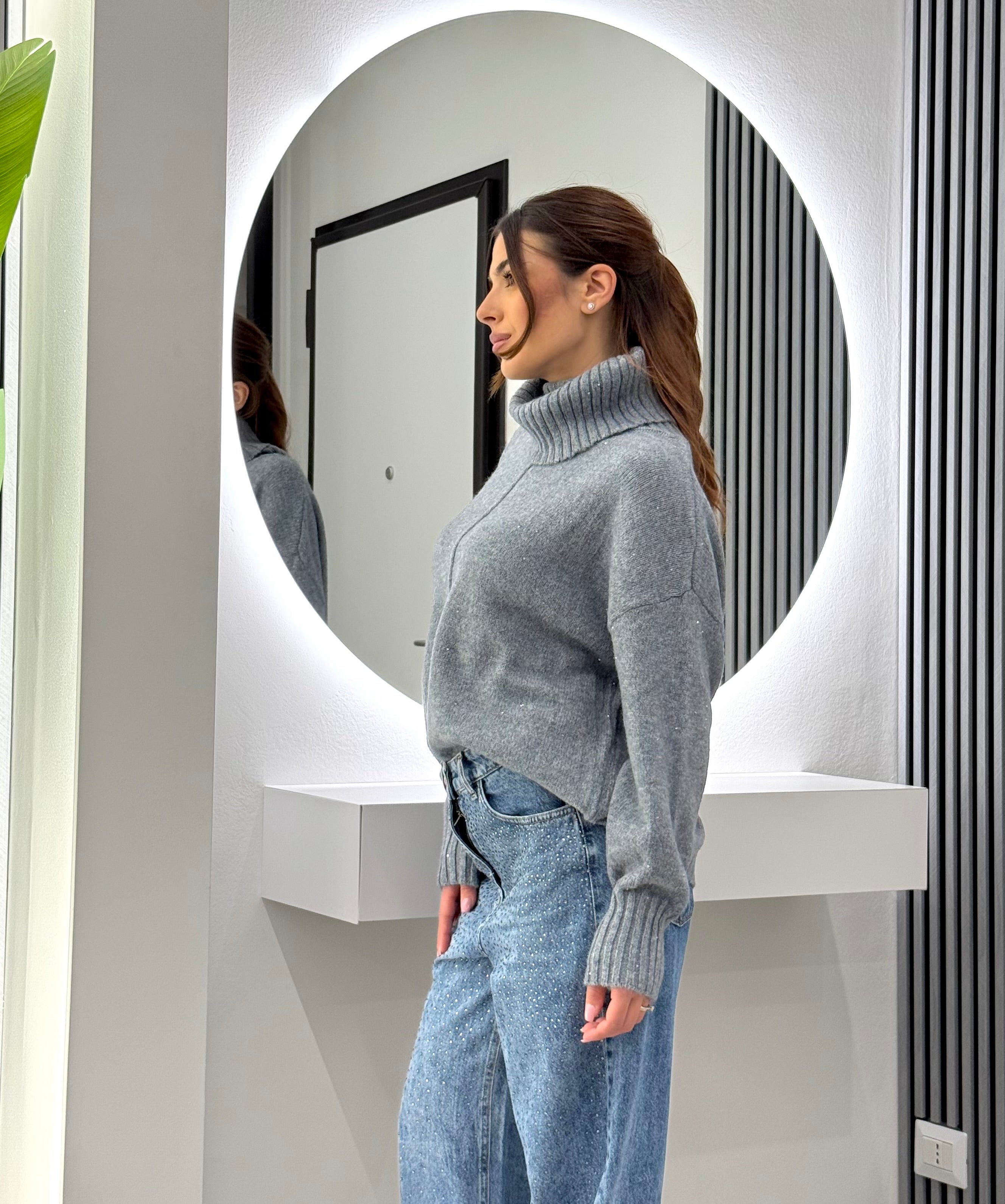 D'Elle Giulia Mastini - Maglia Collo Alto Grigia