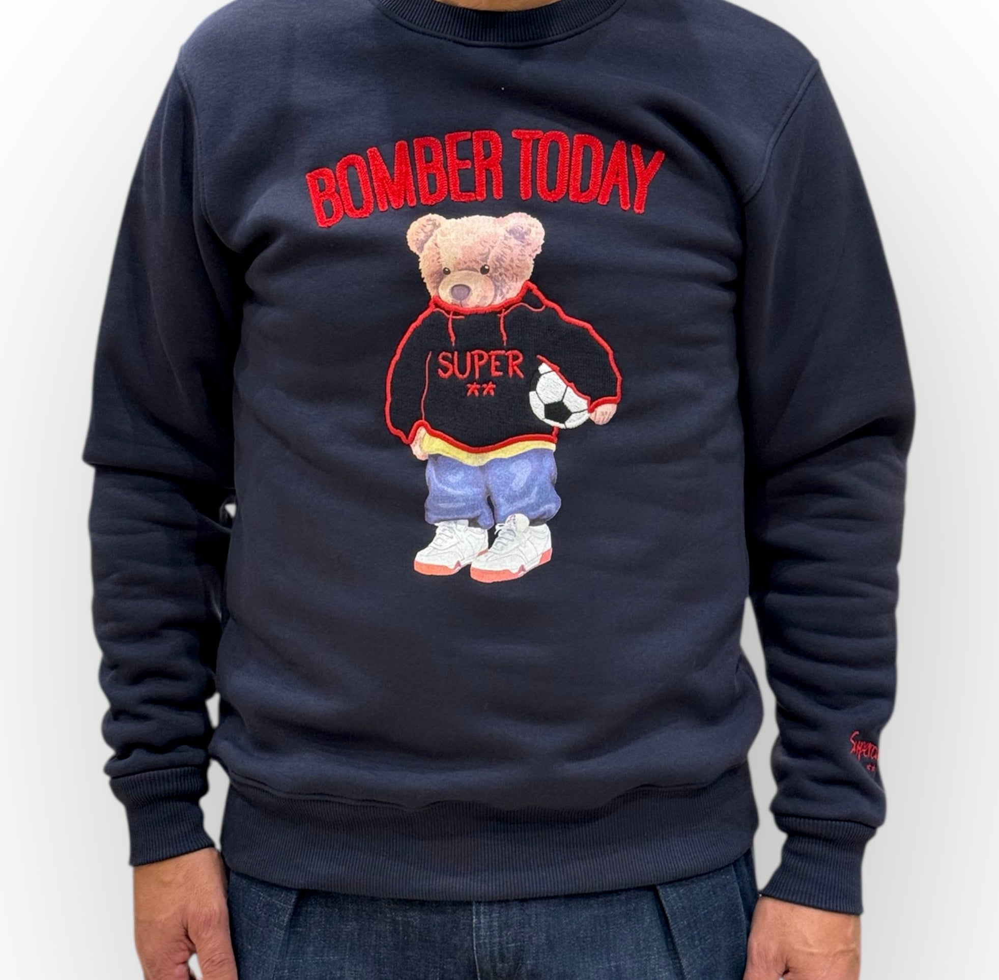 Superculture - Felpa Girocollo "Bomber Today" Blu