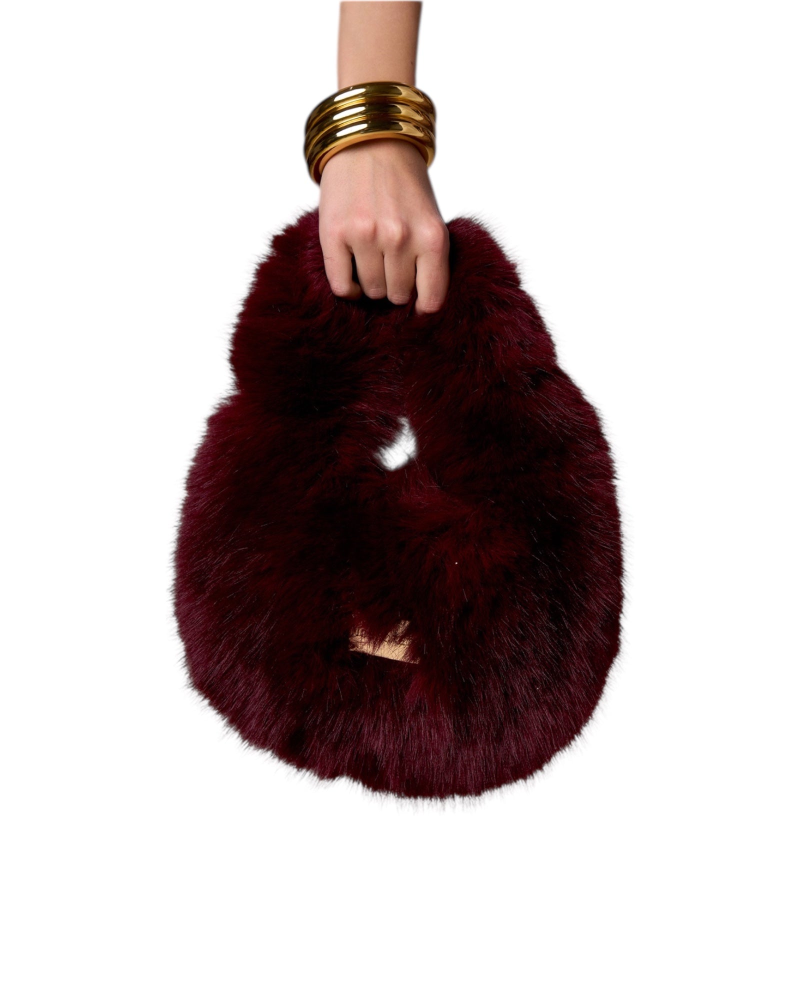 No Secrets - Faux Fur Bag Un Manico Bordeaux